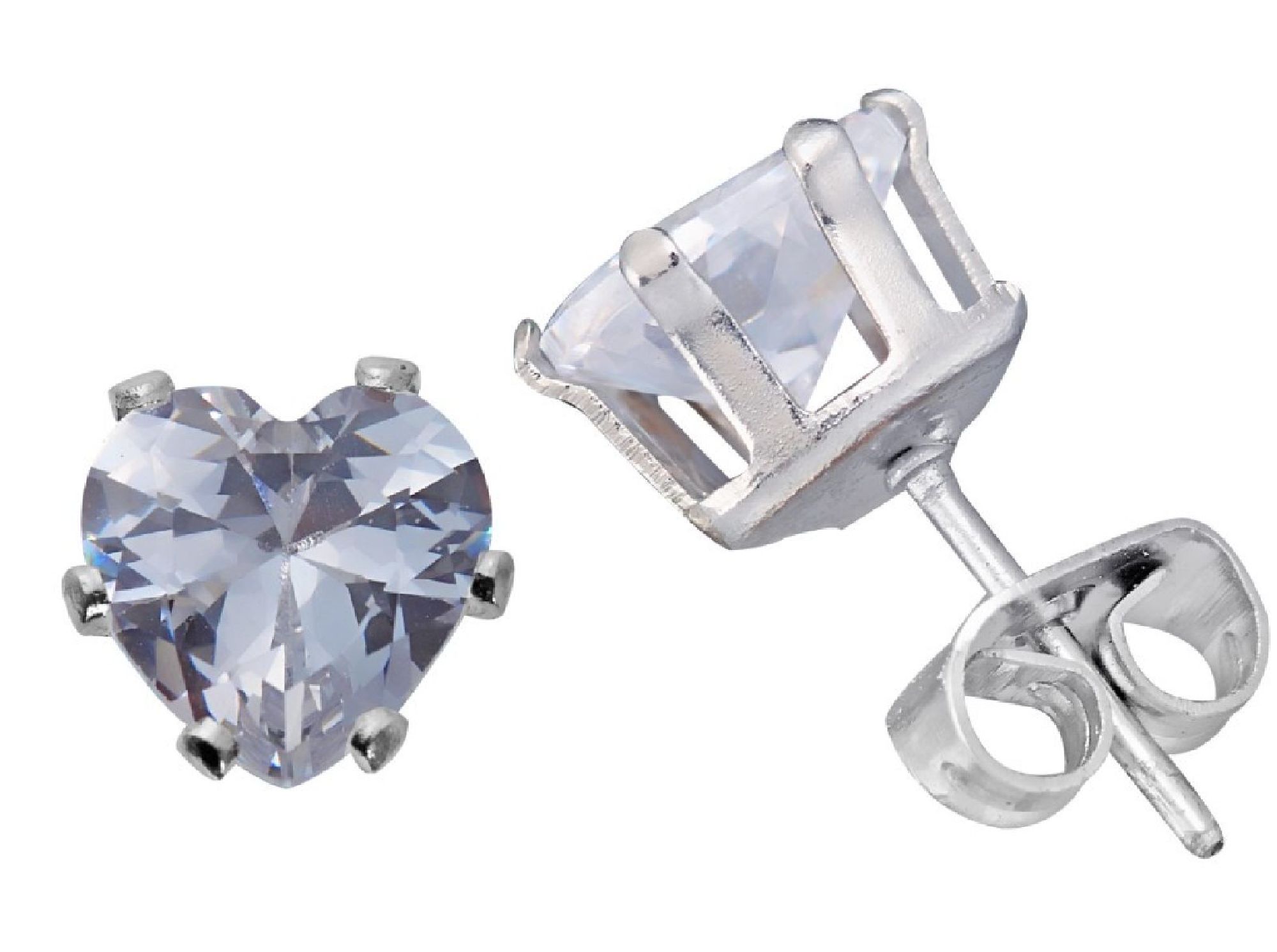 1 Carat Heart Shape White Diamond manmade Stud Earrings in Platinum over Sterling Silver Designed in France