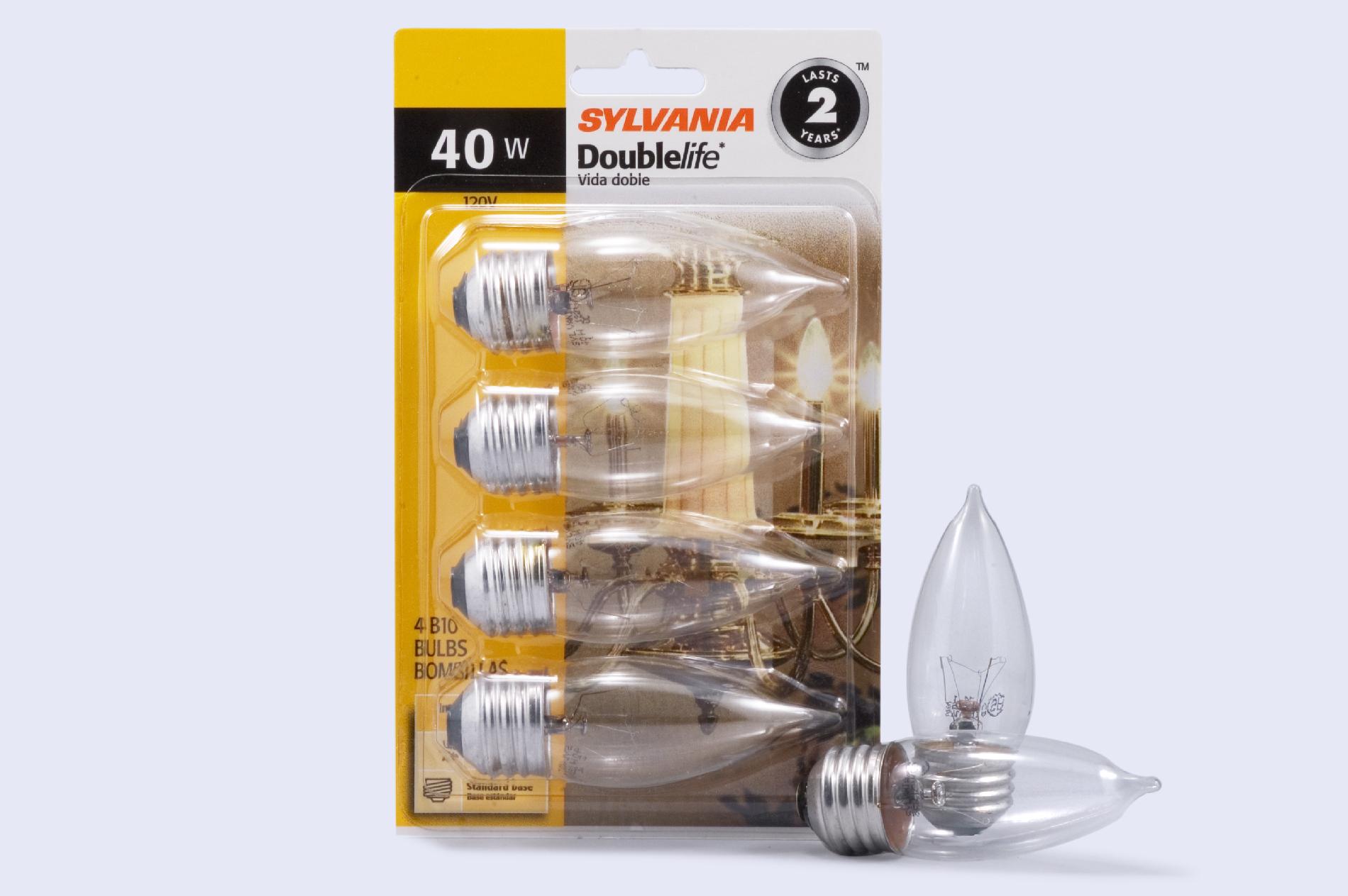 Sylvania Incandescent Crystal DOUBLElife B10Candelabra (E26) 120V