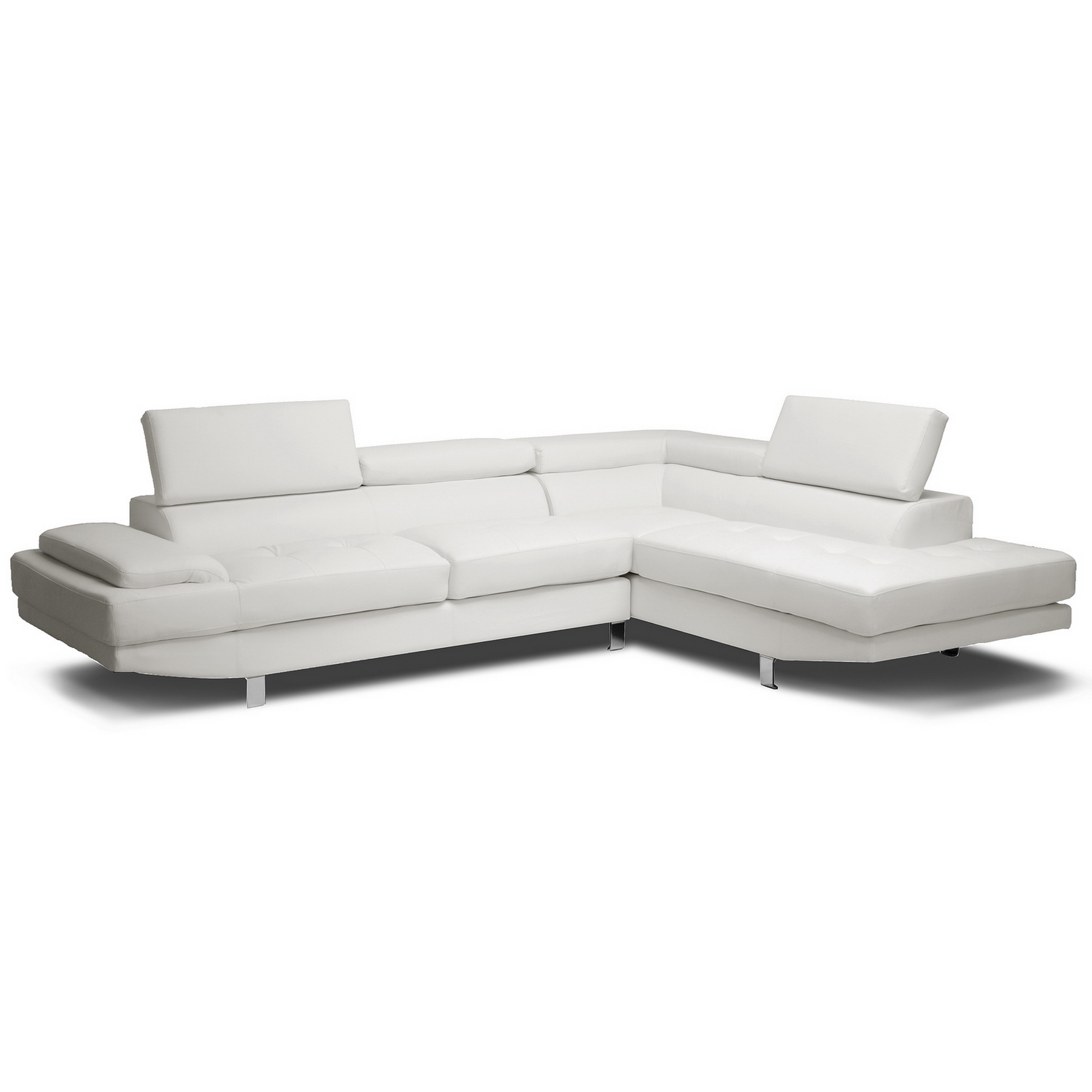 Baxton Studio Selma White Leather Modern Sectional Sofa