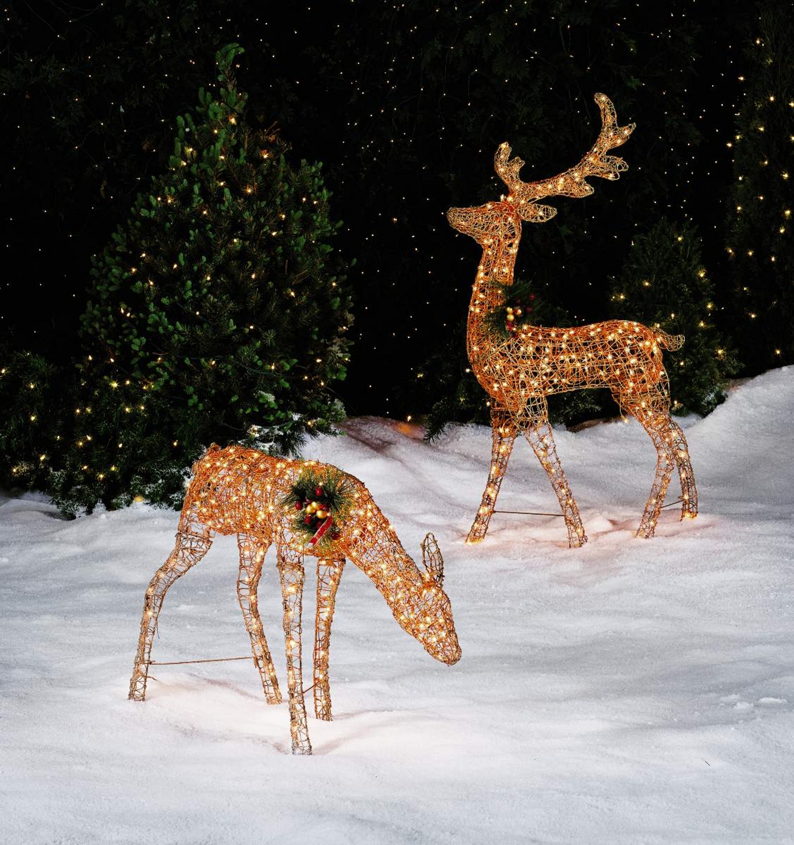 Lighted Gold Glitter Deer: Outdoor Christmas Decorations at Sears