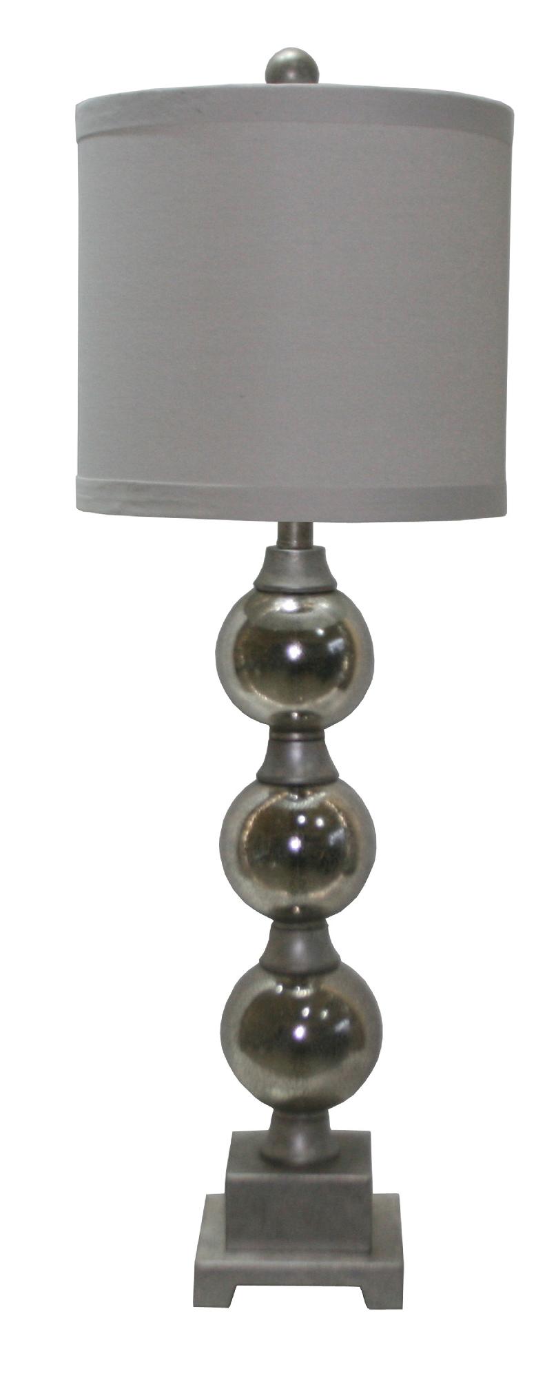 32" Poly & Glass Table Lamp with Mercury Silver Finish.