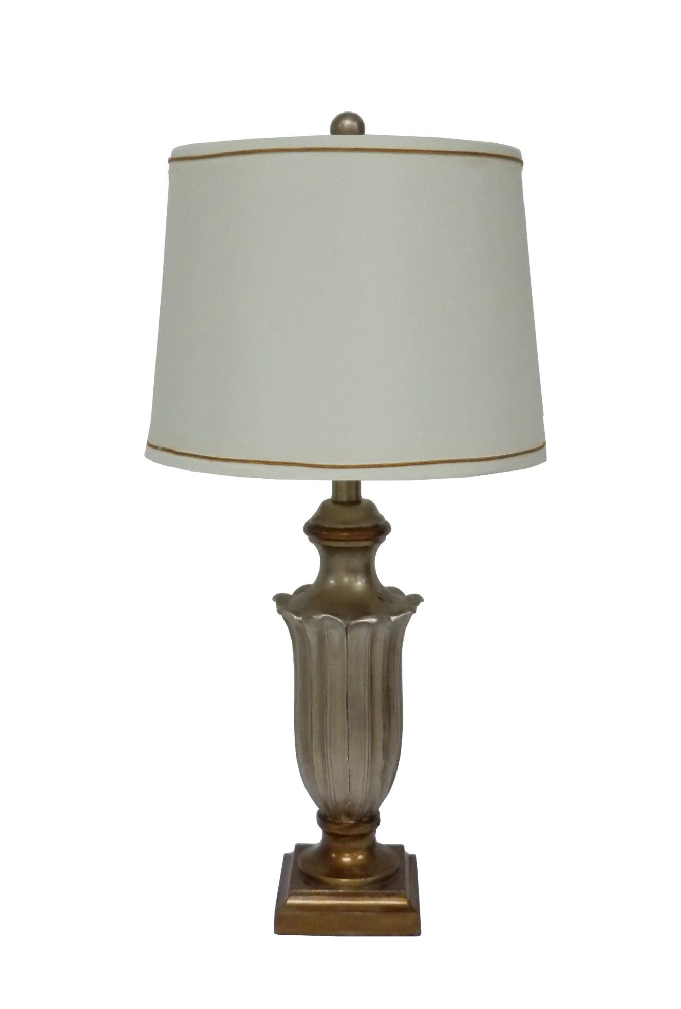 28" Resin Table Lamp with Antique Silver Finish.