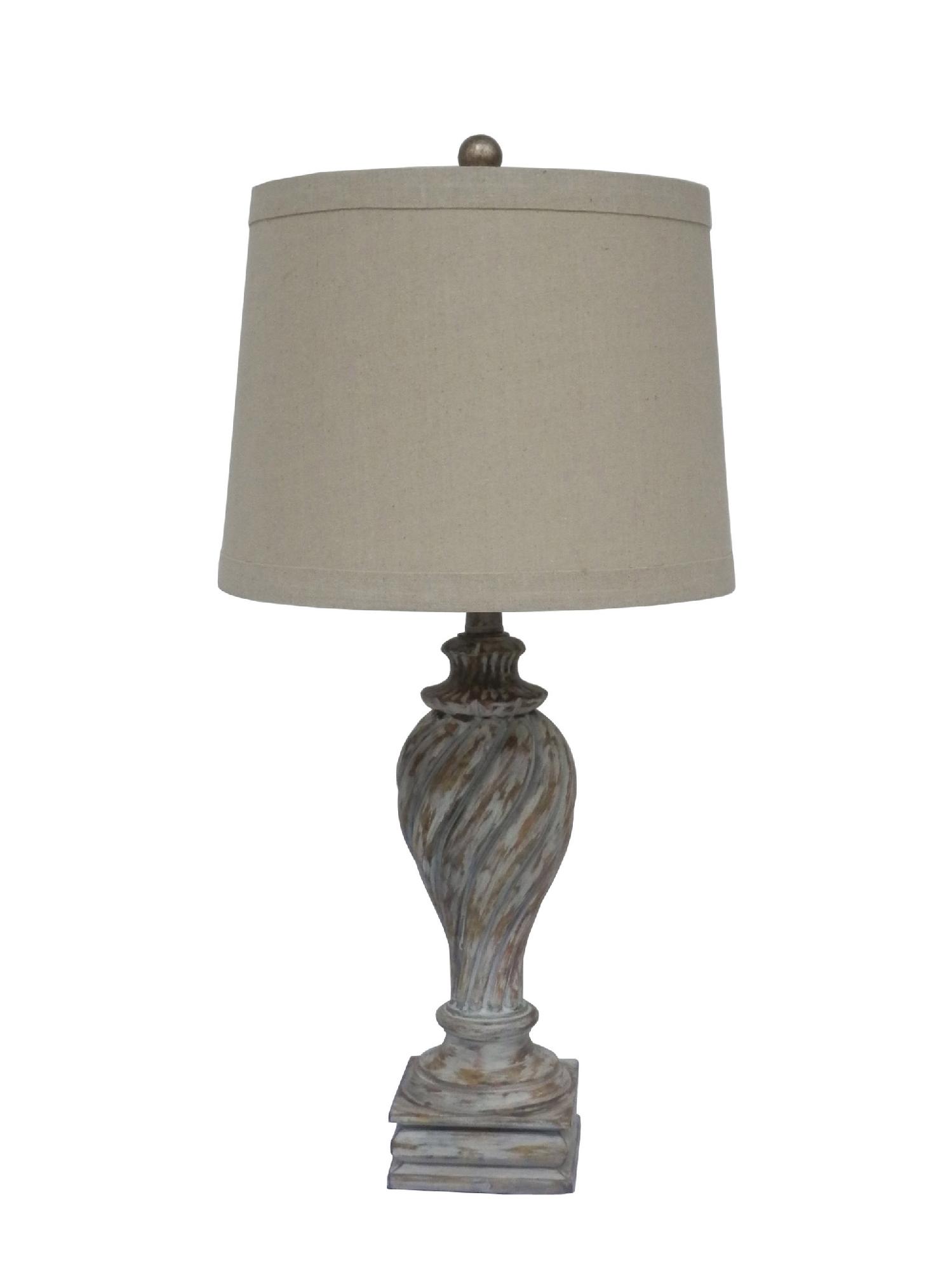 28" Resin Table Lamp with Antique White Finish.