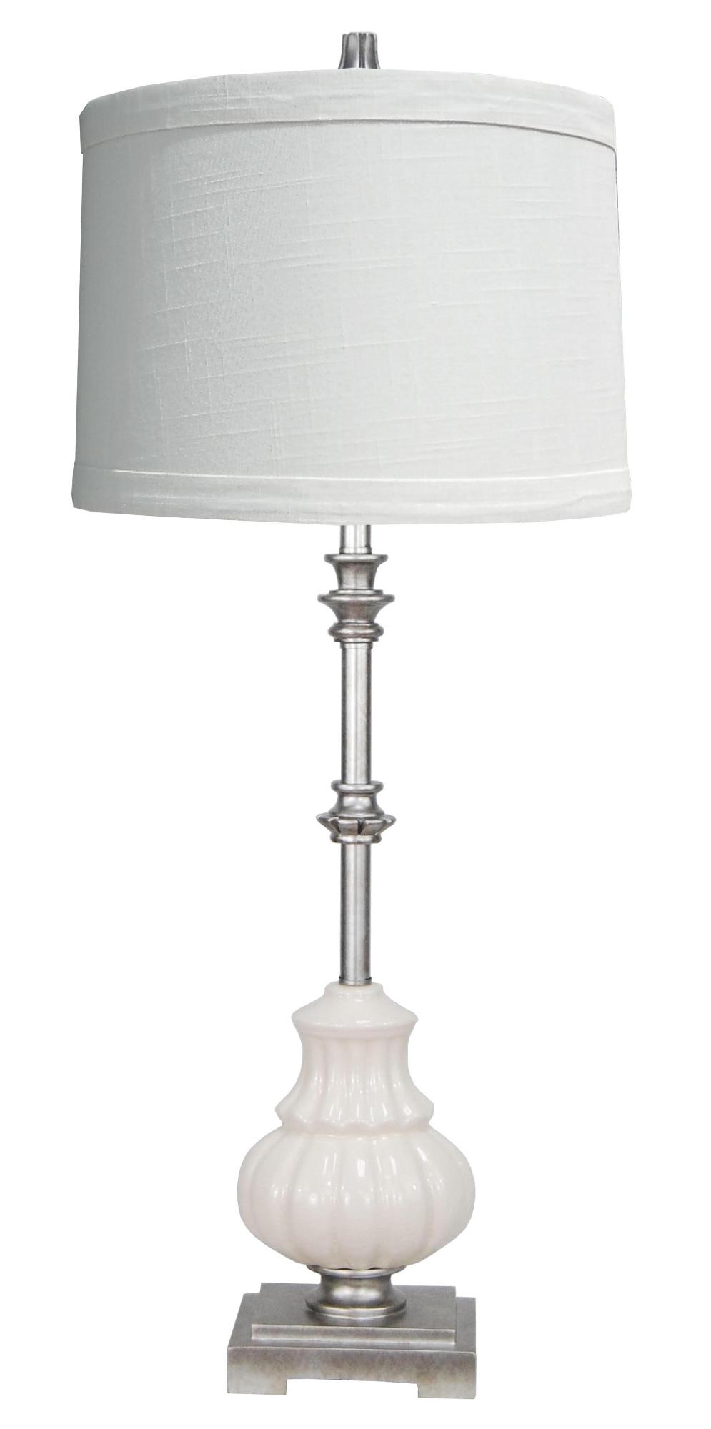 32" Ceramic & Poly Buffet Lamp with White Finish.
