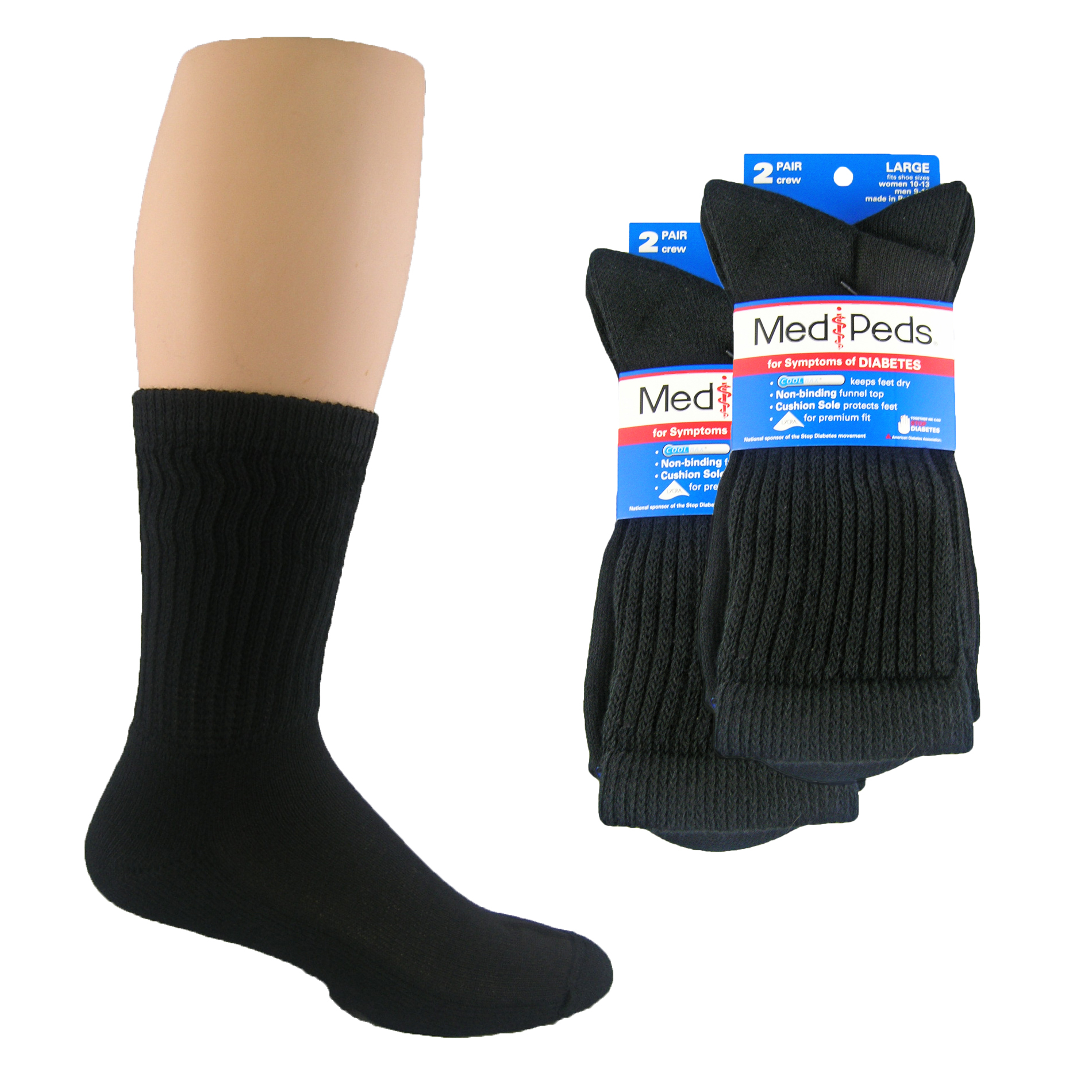 MediPeds Diabetic Crew Socks - 4 Pr | Shop Your Way: Online Shopping