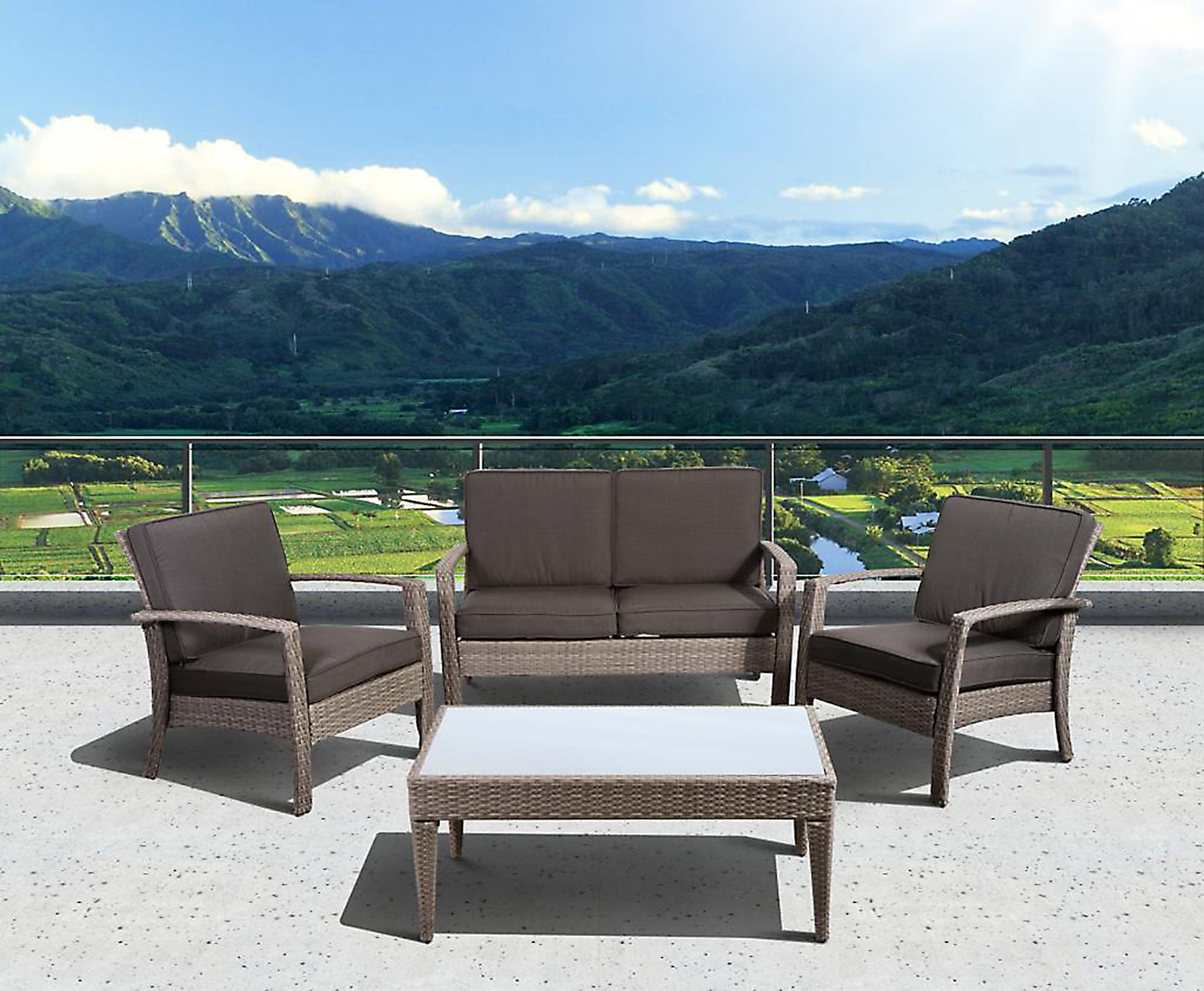 LaZBoy Charlotte 4 Piece Seating Set Outdoor Living Patio
