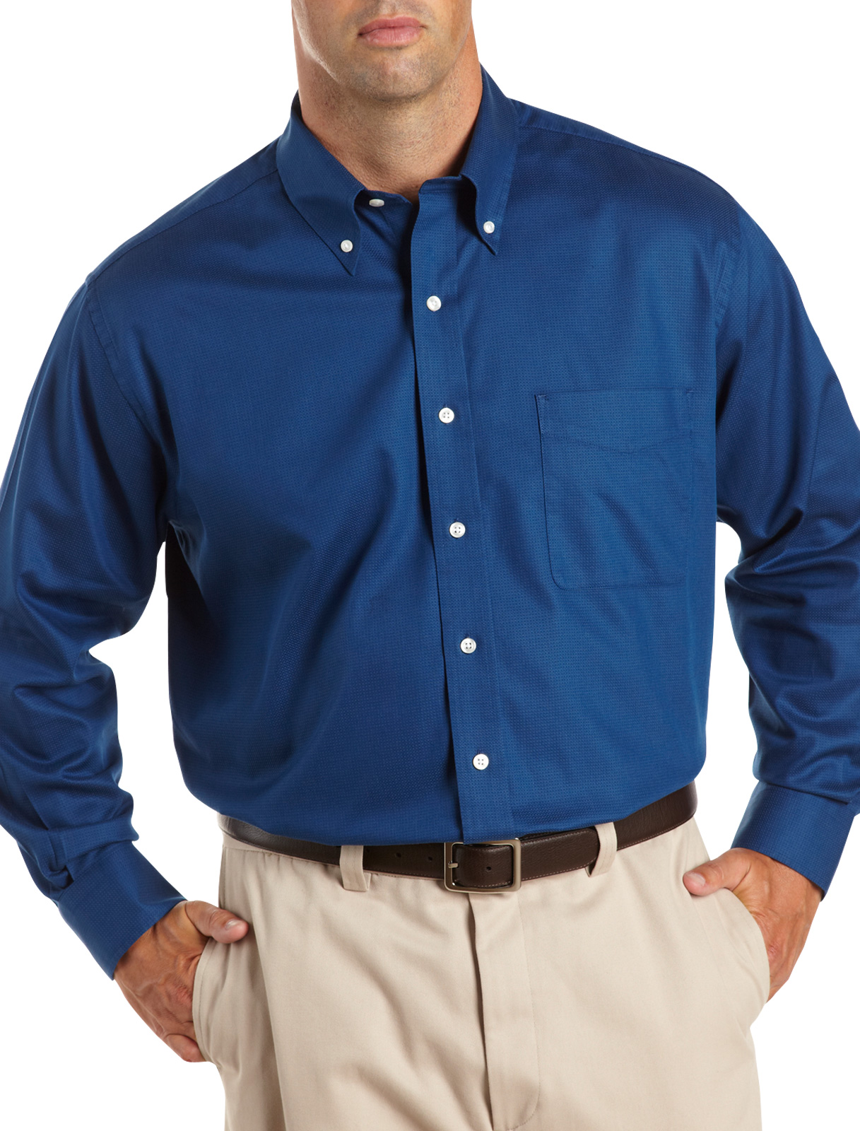 Oak Hill Long-Sleeve Birdseye Solid Sport Shirt