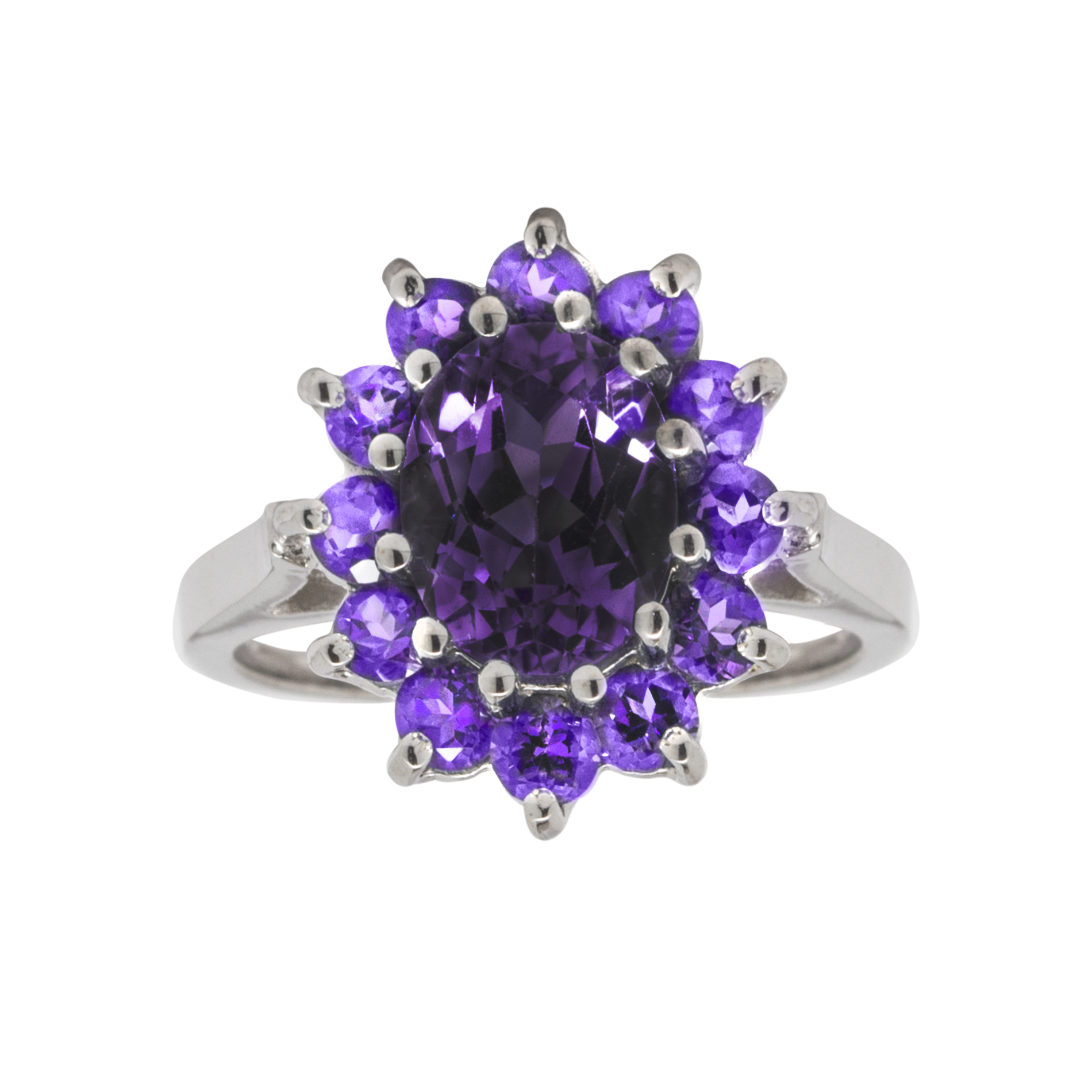 Purple and Pink Amethyst Ring Sterling Silver
