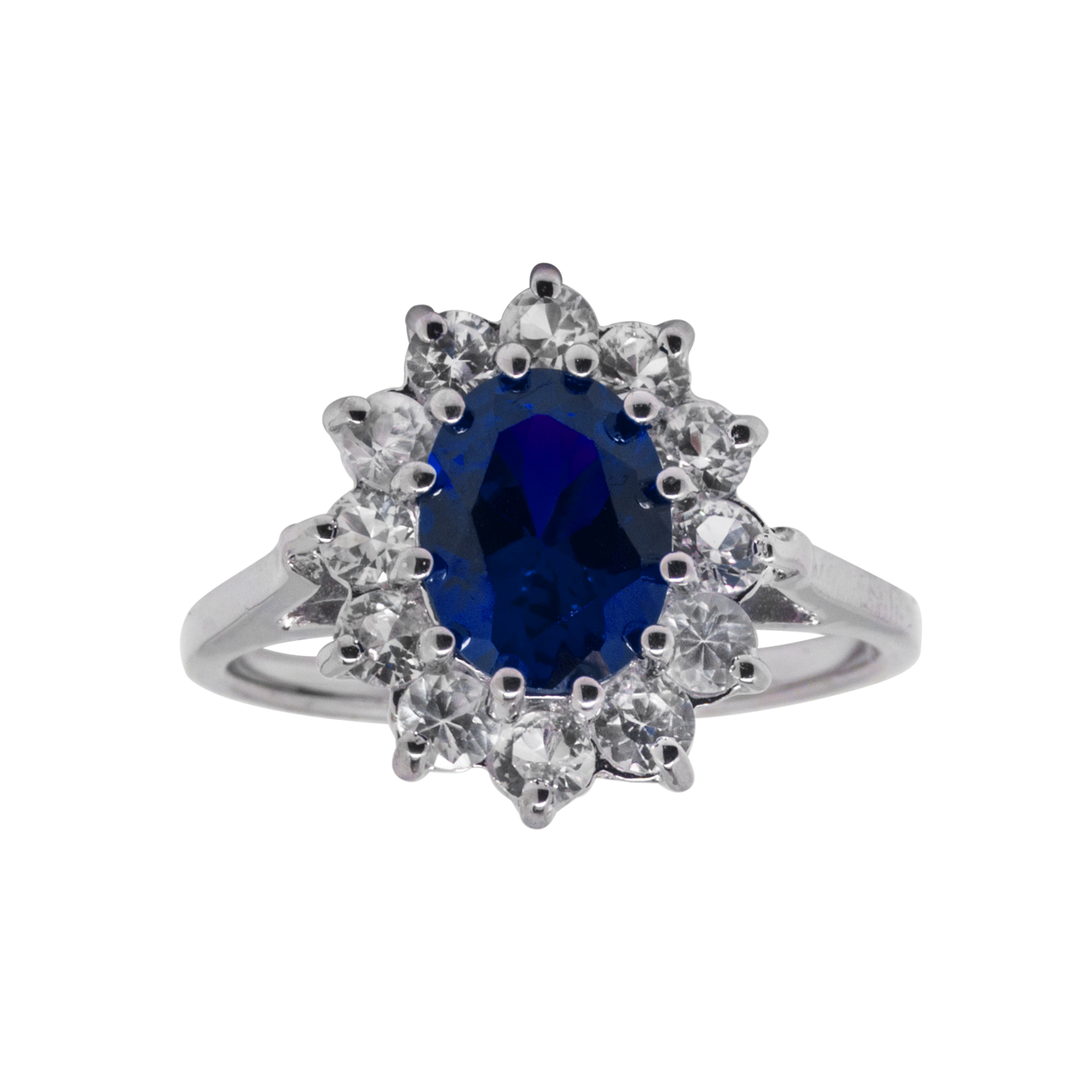 Lab Created Blue and White Sapphire Ring Sterling Silver