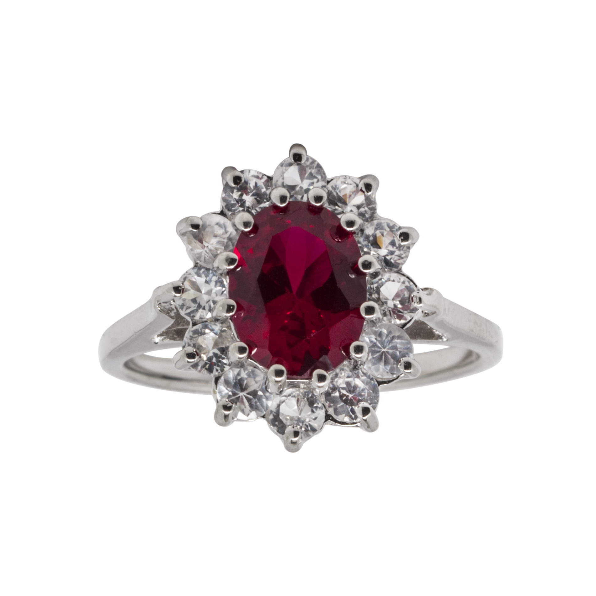 Lab Created Ruby and Lab Created White Sapphire Ring Sterling Silver