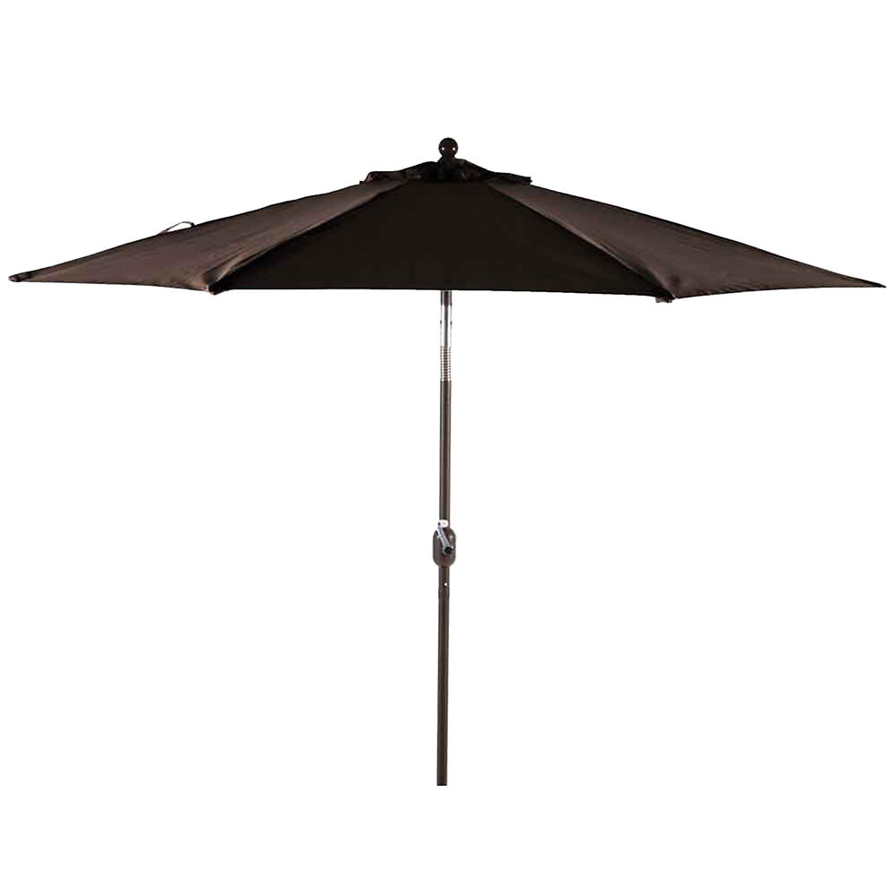 9 ft Wind Protected Market Umbrella. Praline Brown 100% Solution Dyed Olefin Canopy with Bronze Powdercoated Frame