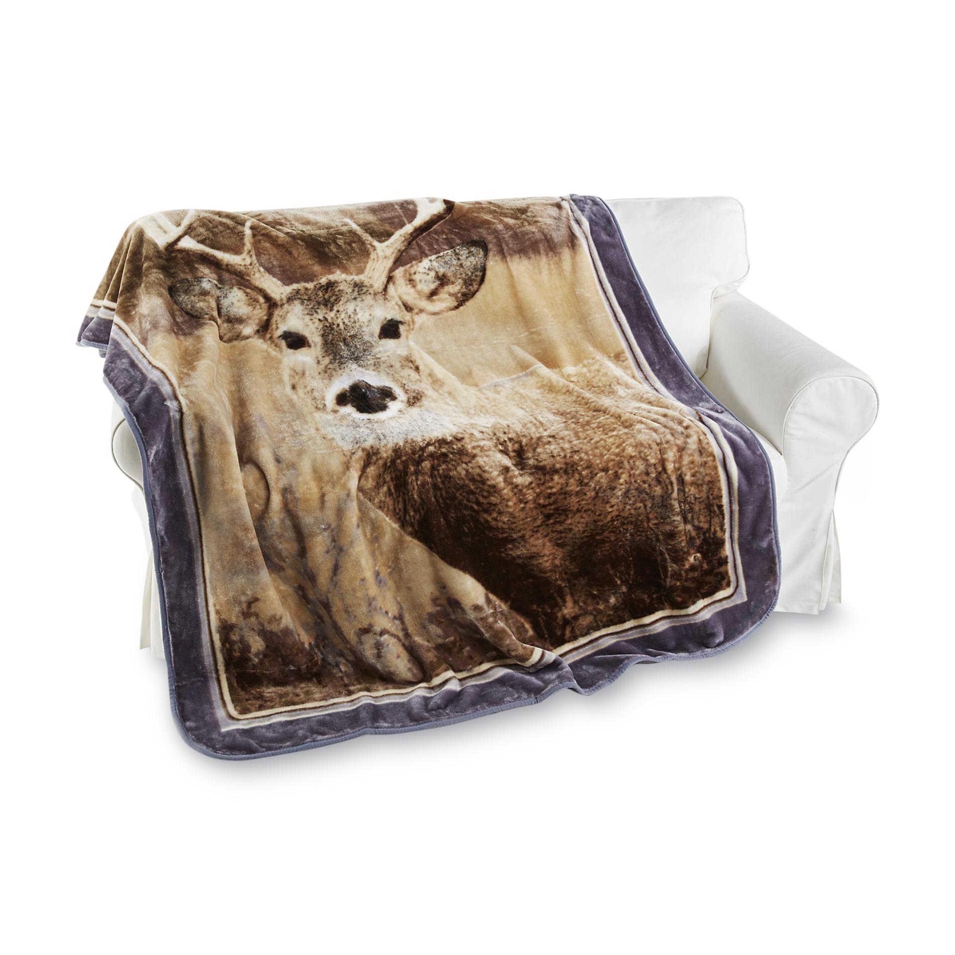 Shavel Hi Pile Deer Print Oversized Fleece Throw Shop Your Way