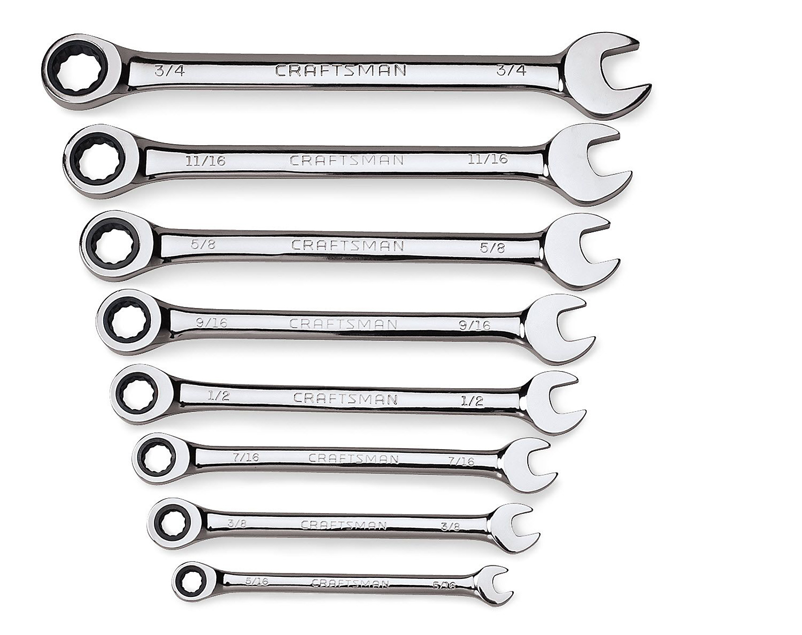 UPC 099575354144 product image for Craftsman 8-piece Inch Flat Full-Polish Ratcheting Wrench Set, Silver, Full Poli | upcitemdb.com