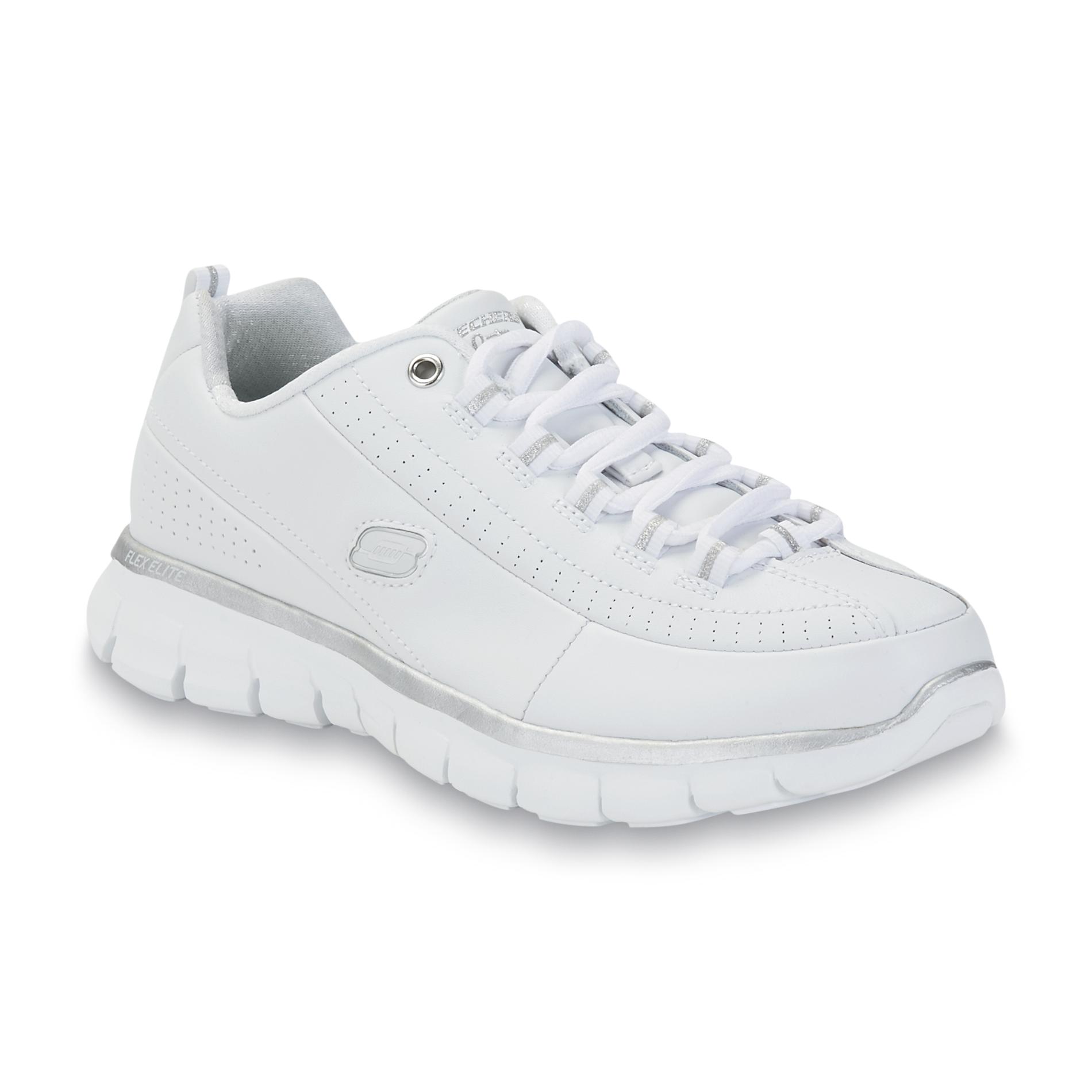 Skechers Womens Synergy Elite Status Memory Foam Whitesilver Athletic