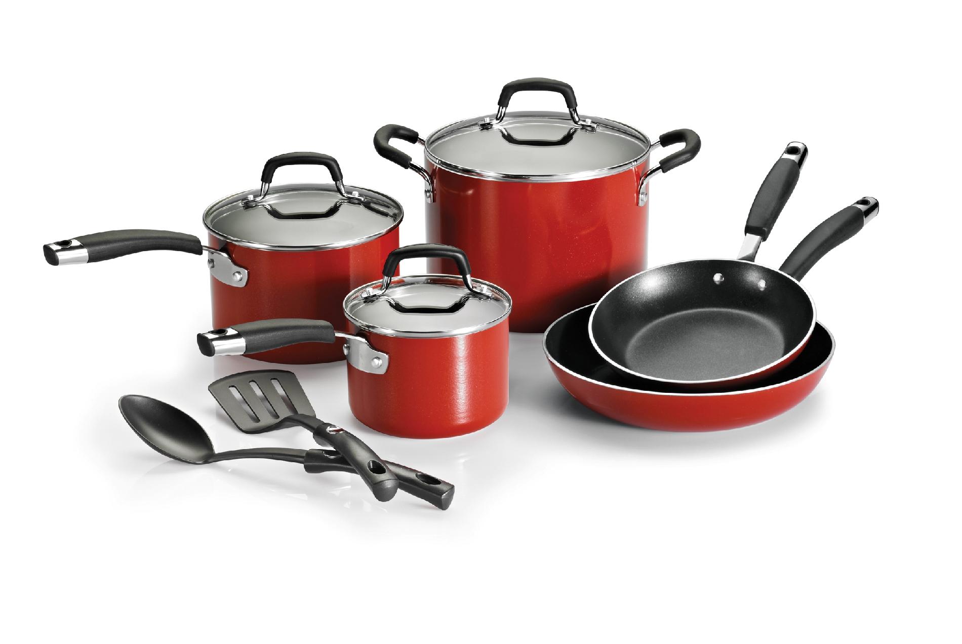 Kenmore 10-Piece Aluminum Cookware Set - Red