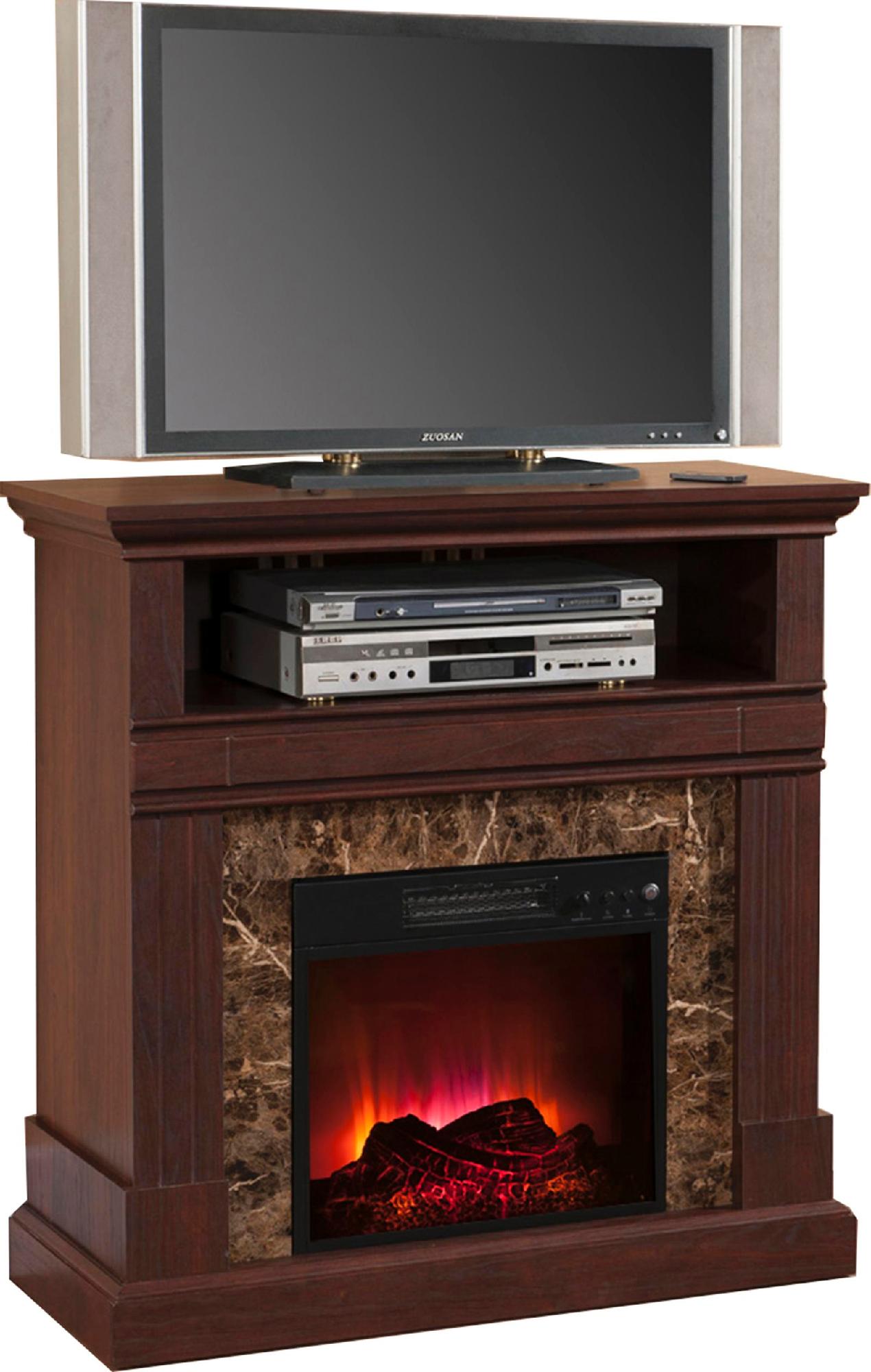Essential Home 1400 Watts Frederick Faux Marble Fireplace with Media Cubby
