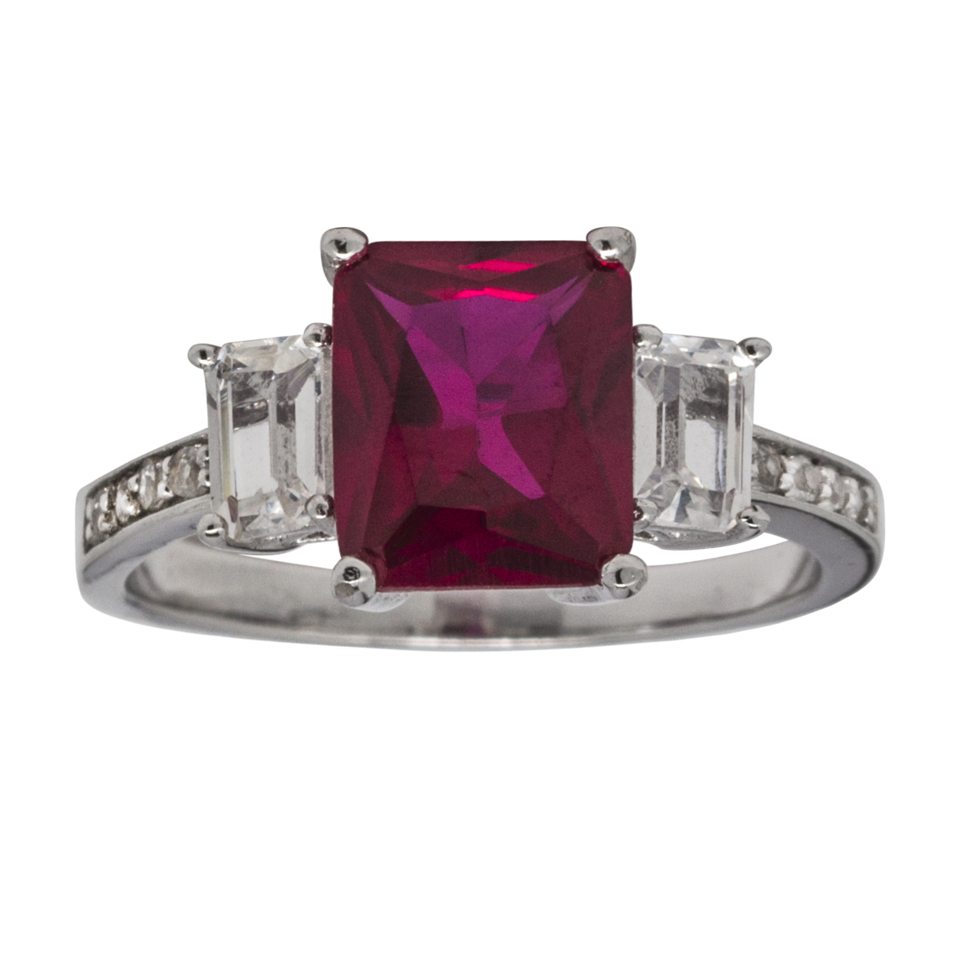 Lab Created Ruby 3-Stone Ring Sterling Silver