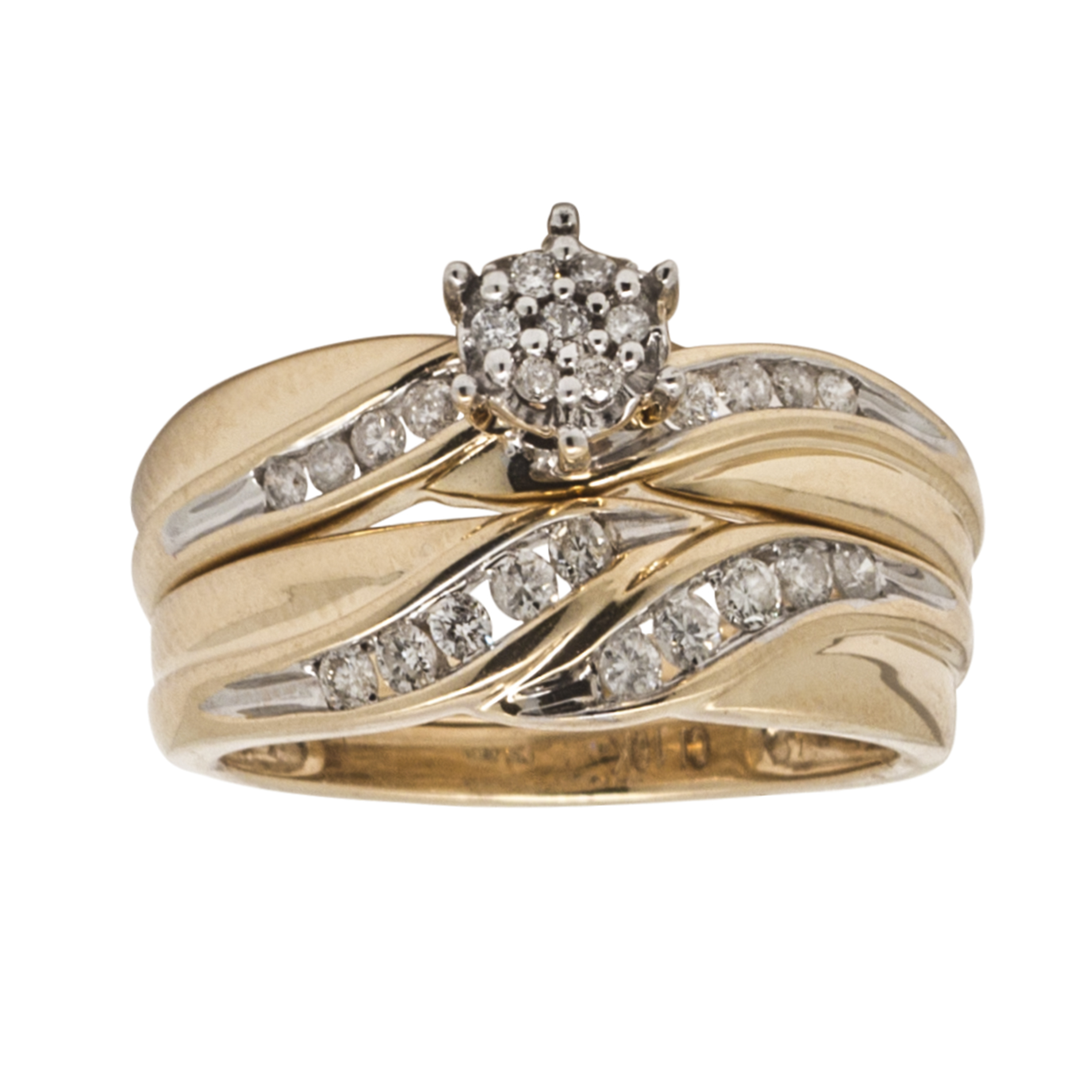 1/3cttw Certified Diamond Bypass Bridal Set 10k Yellow Gold