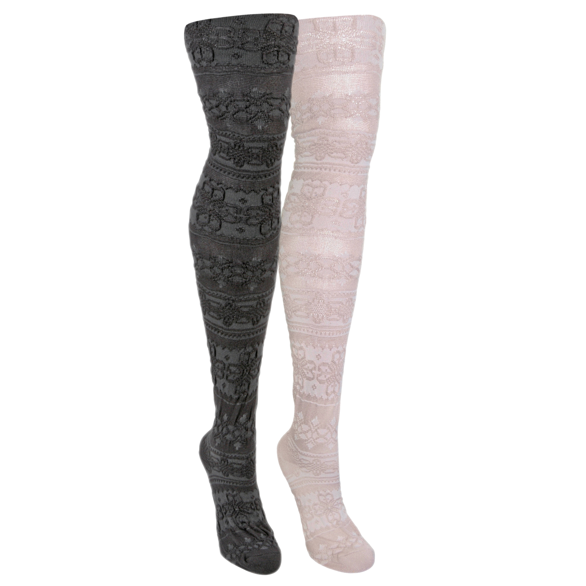 Women's 2 Pair Pack Patterned Microfiber Tights