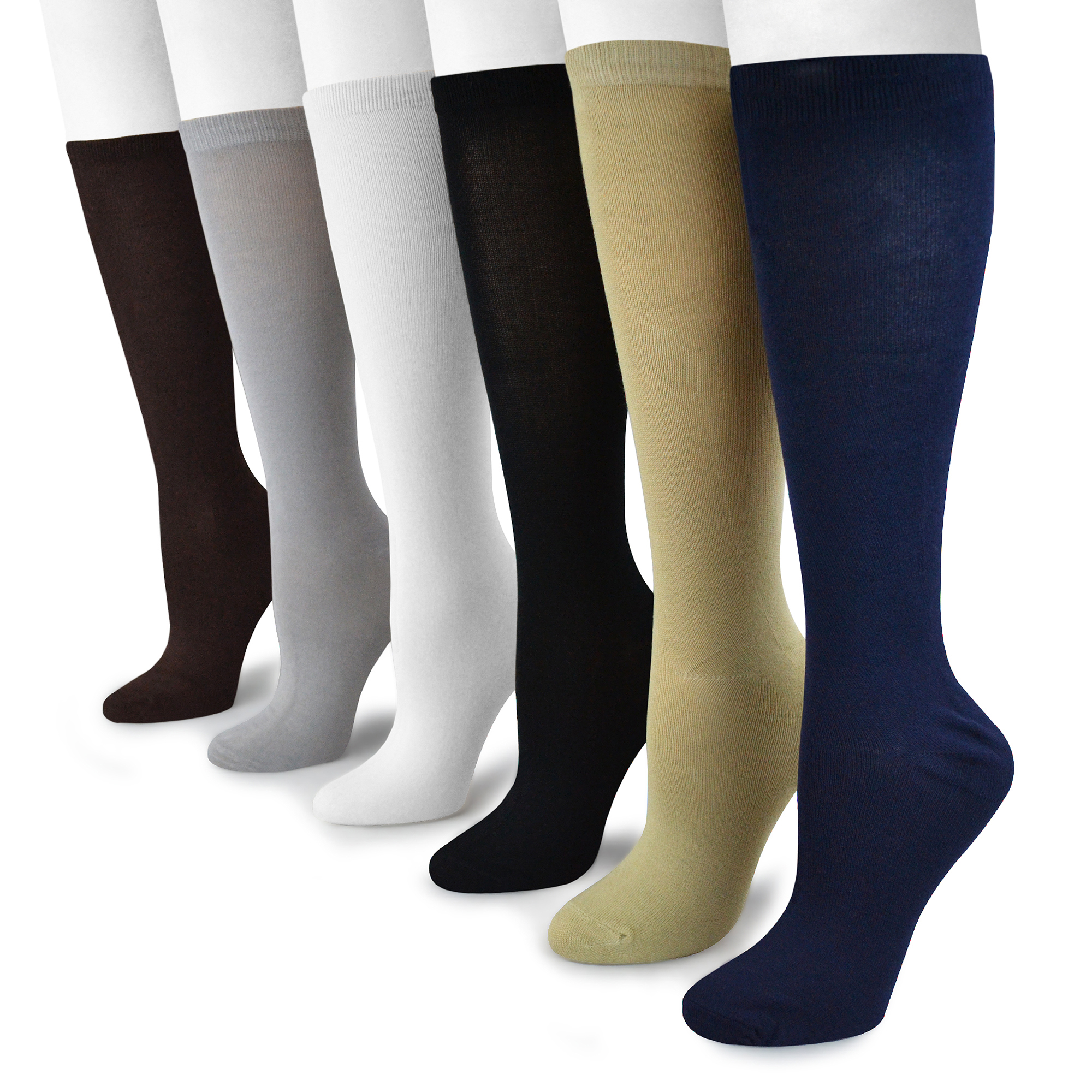 Women's 6 Pair Pack Rayon from Bamboo Under the Knee Socks