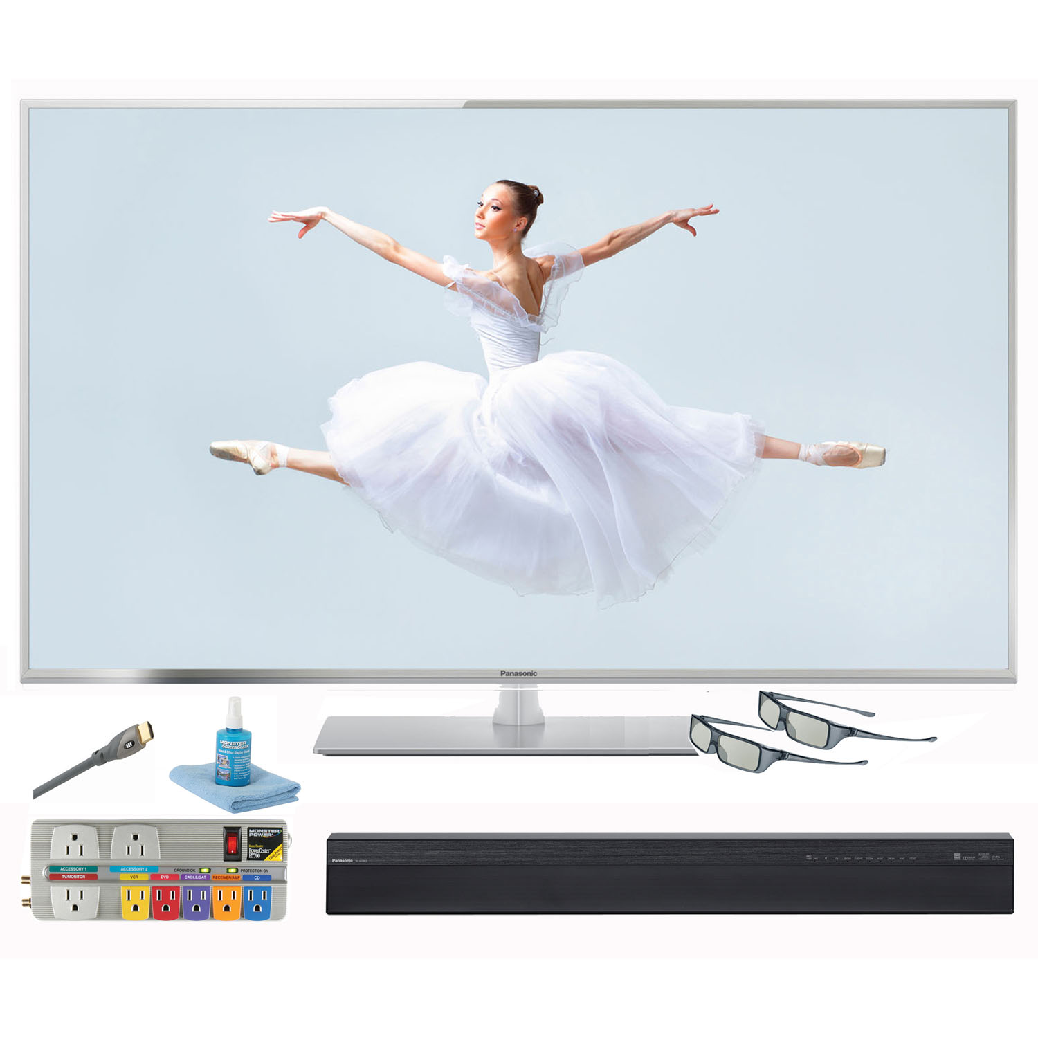 Cyber Monday Panasonic 55' Viera ET60 Series 1080p 120Hz Smart 3D LED HDTV with HD Performance Kit and 42' Soundbar System - TC-L55ET60-3-KIT 50 to 59 in.
