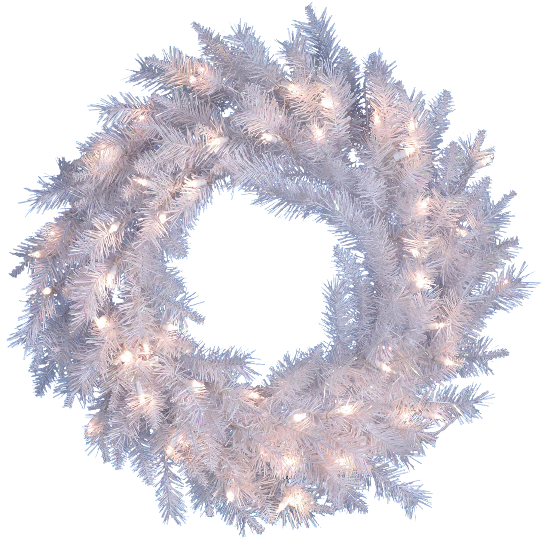 30" Pre-Lit Crystal White Christmas Wreath