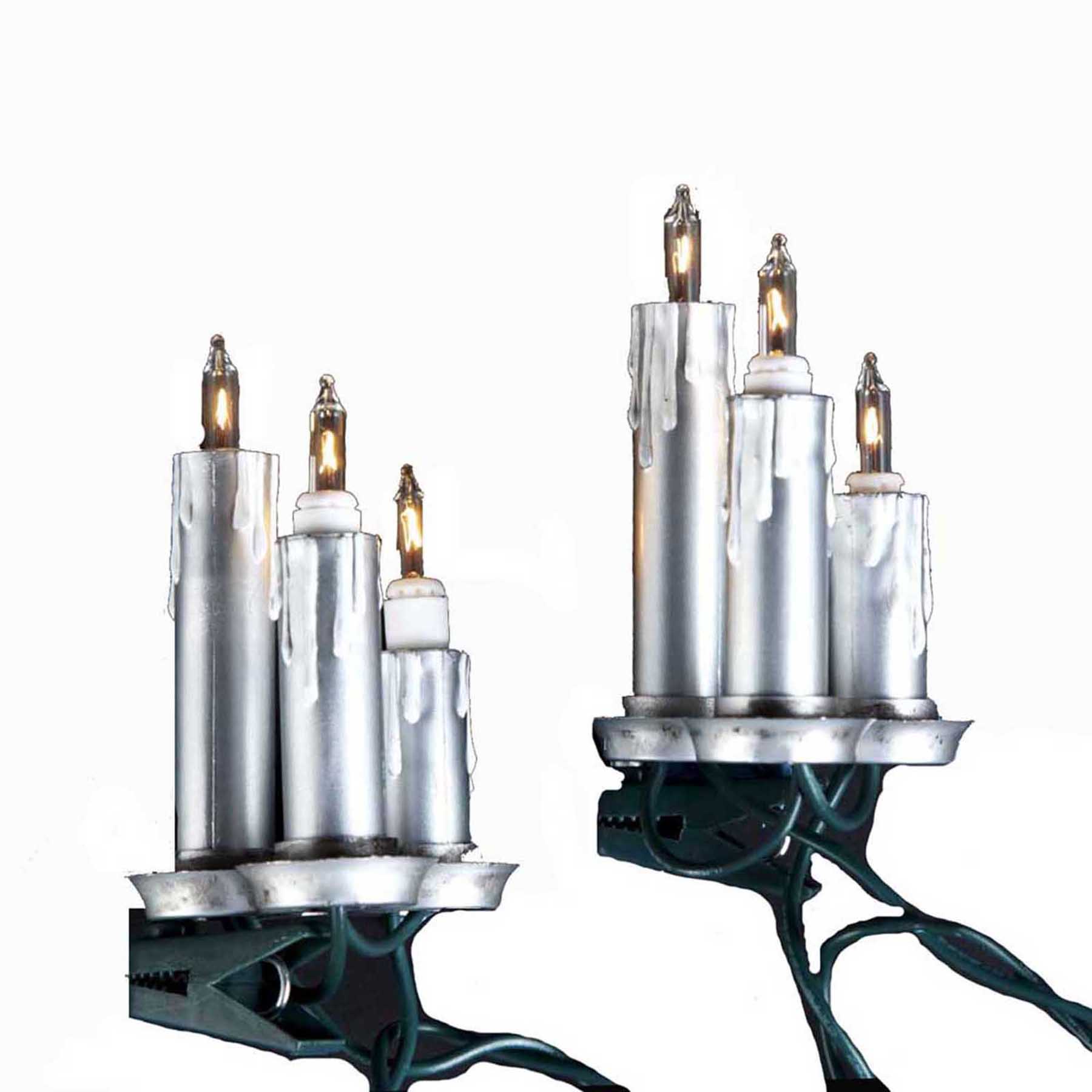 Kurt Adler UL 15-Light Silver Triple Candle Holiday Light Set