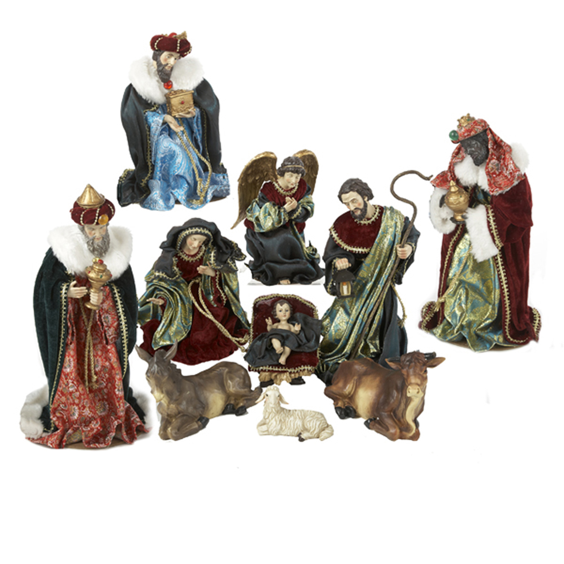 Kurt Adler 13" Resin Dressed Nativity Set of 10 Figures Christmas Decoration