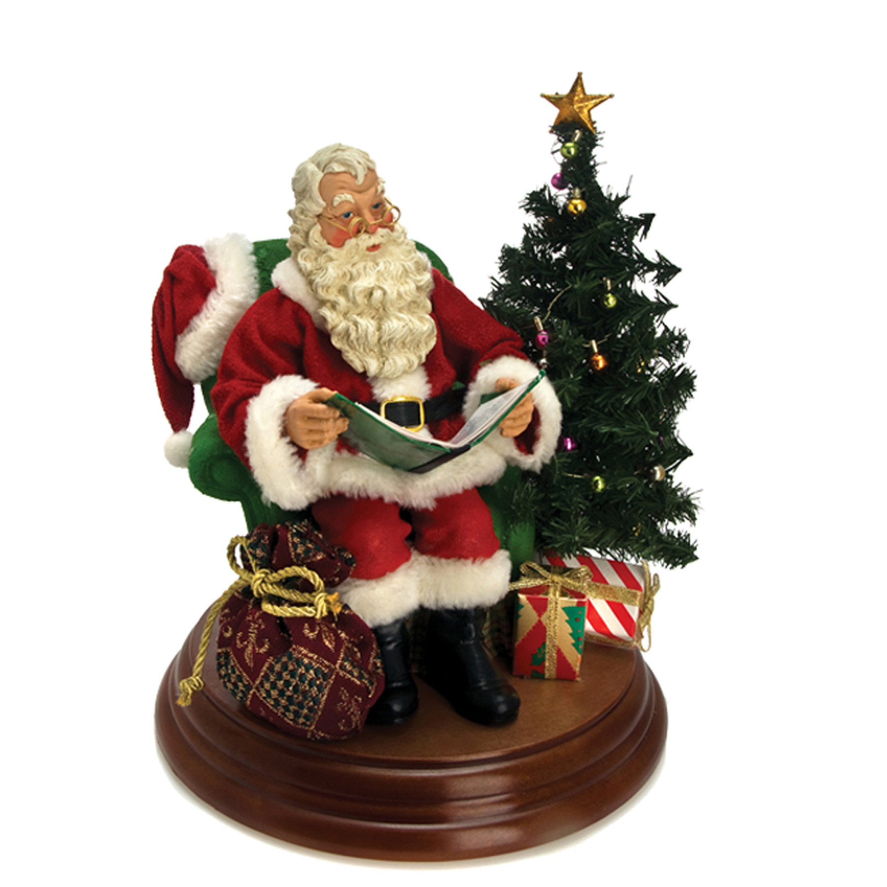 Kurt Adler 8" Fabriche' Battery-Operated Christmas Story-Telling Santa with Sound