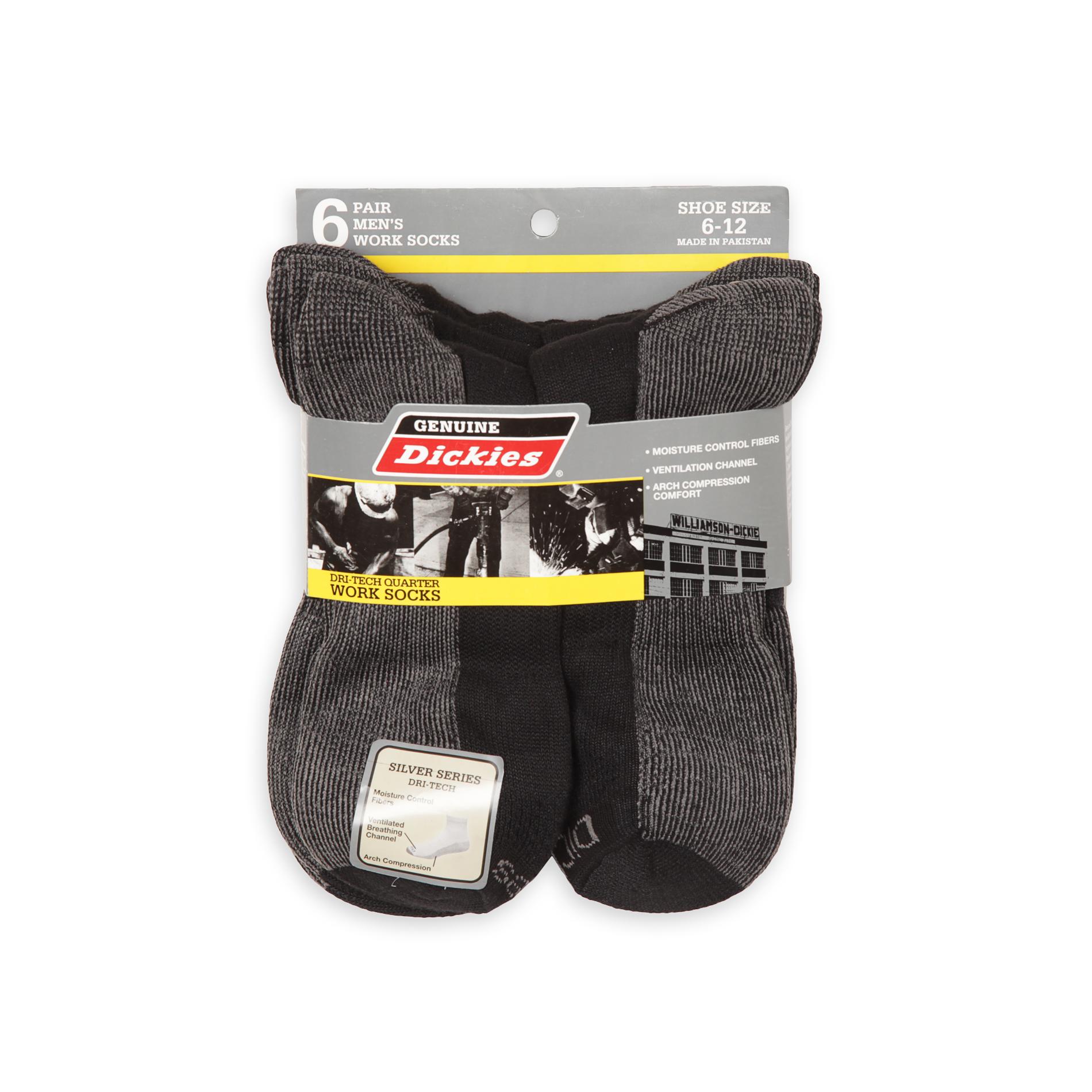 Genuine Dickies Men's 6Pack DriTech Quarter Cut Work Socks