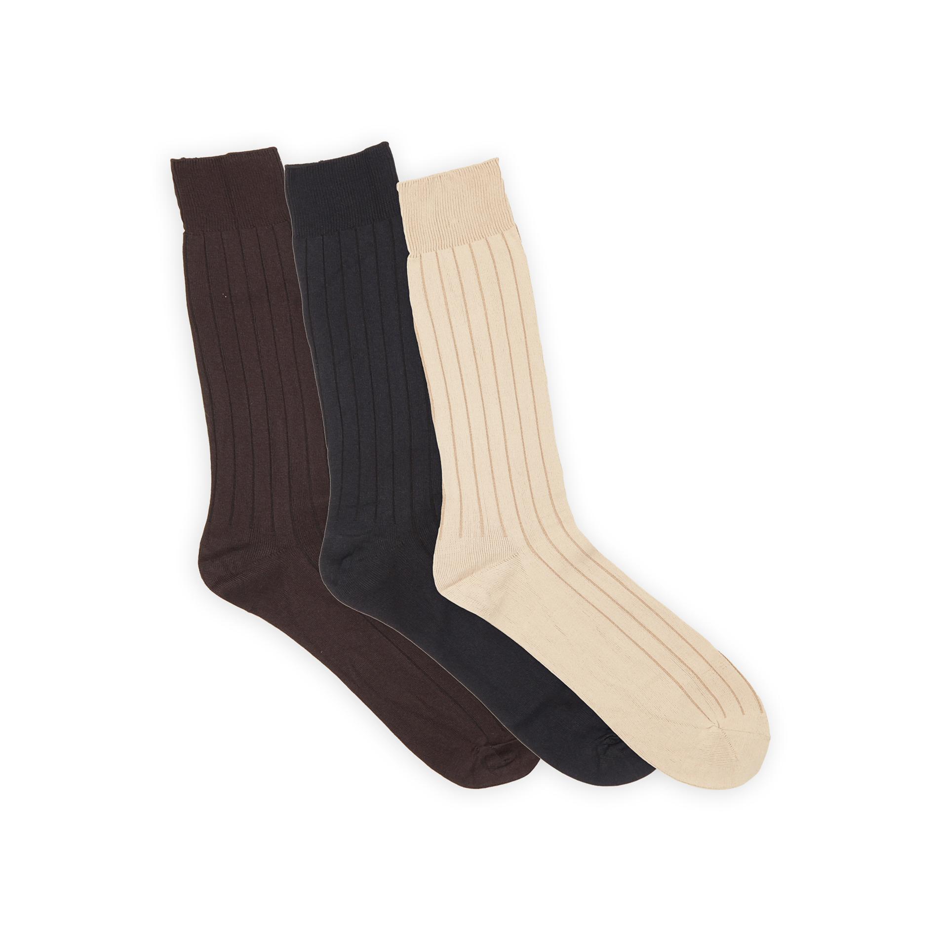 Basic Editions Men's 3 Pairs Ribbed Dress Socks Shop Your Way Online