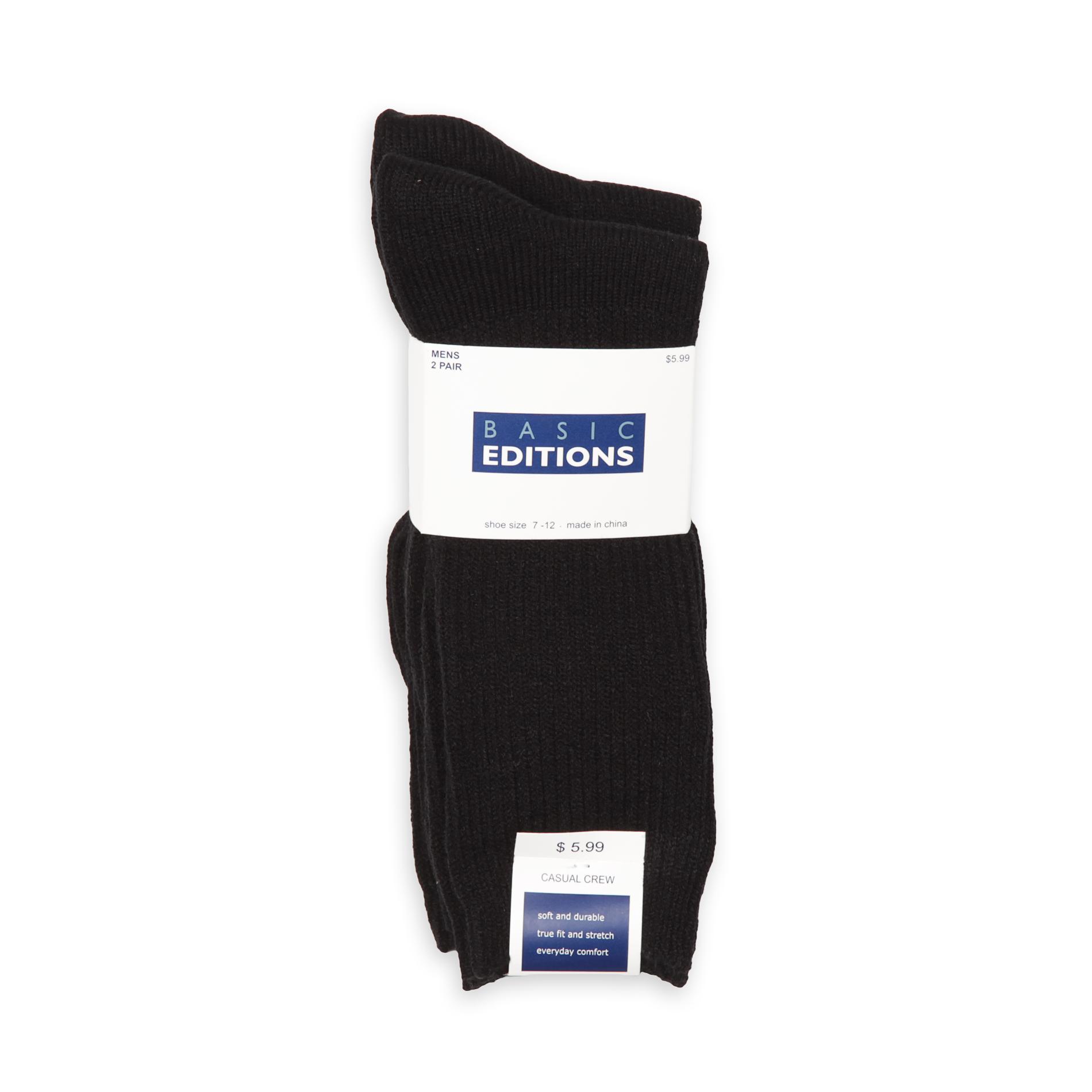 Basic Editions Men's 2Pairs Ribbed Dress Socks