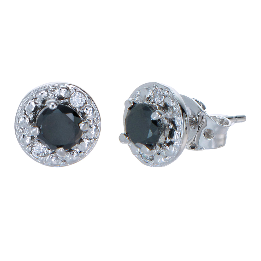 Sterling Silver 1 cttw Black Diamond Stud Earrings