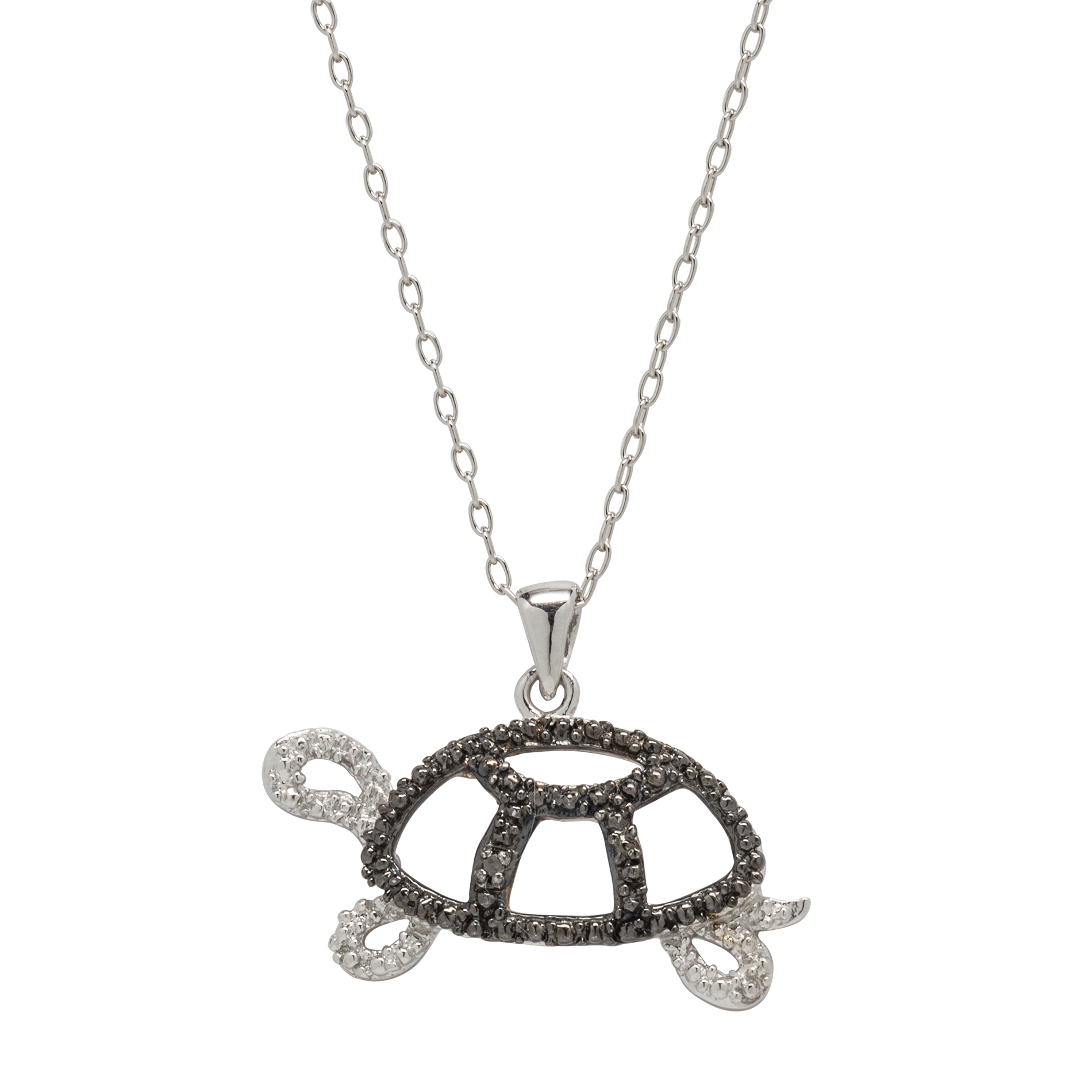 Diamond Accent Turtle Pendant Sterling Silver