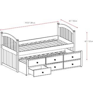 Twin Wood Trundle Bed with Drawers