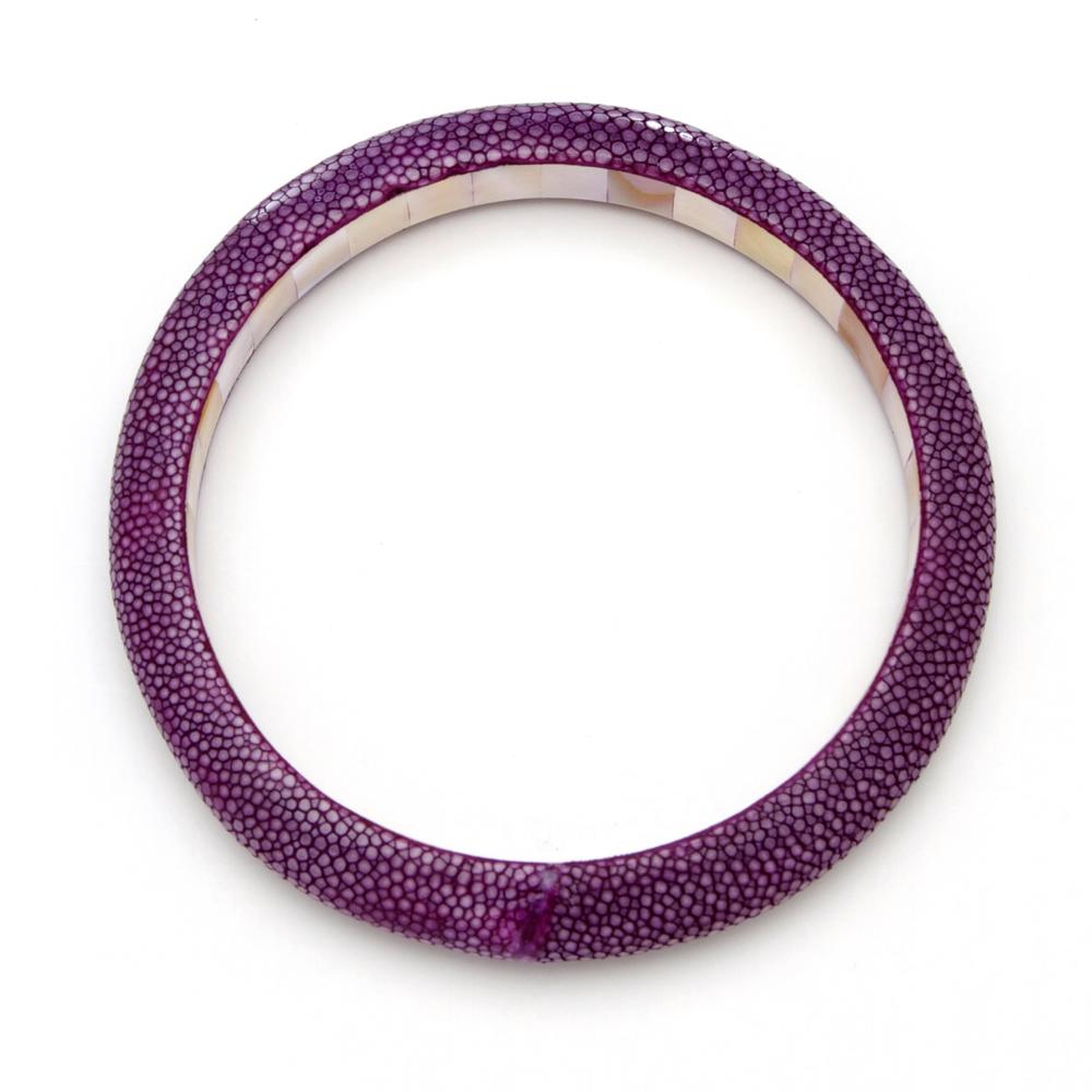 Purple Stingray and Mother-of-Pearl Stackable Bangle Bracelet 8"