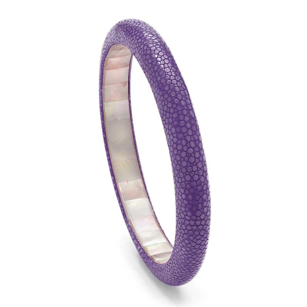 Purple Stingray and Mother-of-Pearl Stackable Bangle Bracelet 8"