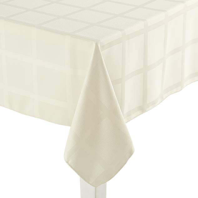 Westport Damask Check Tablecloth - Pearl
