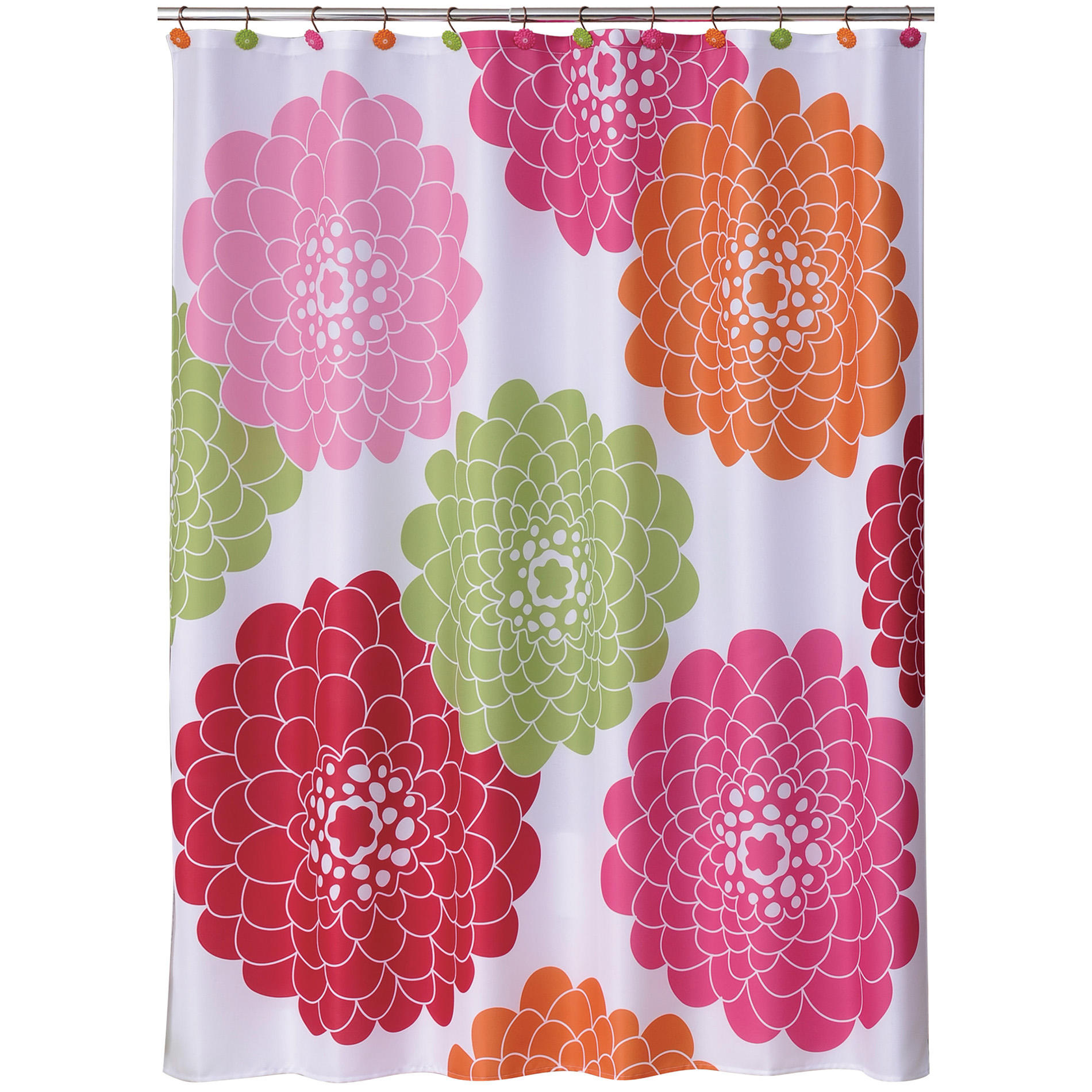 Allure Stella Pink Shower Curtain Big Flowers