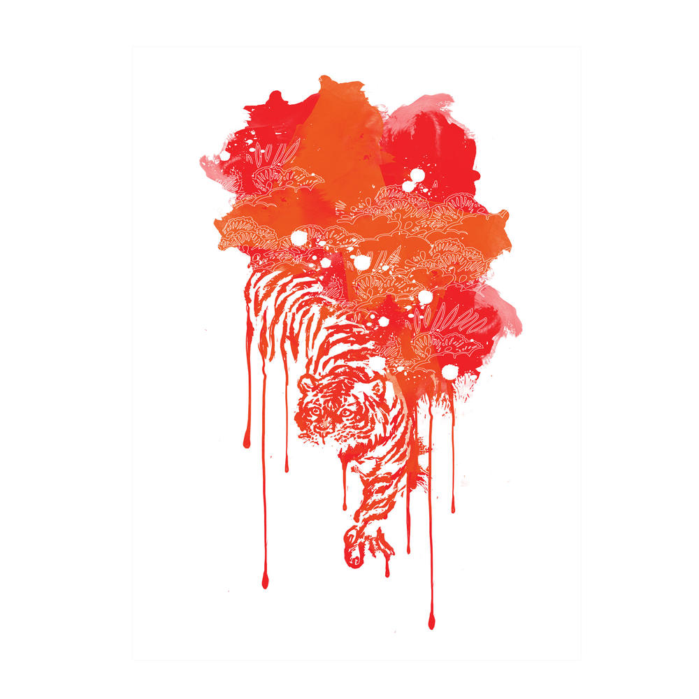 Budi Satria Kwan 'Painted Tiger Blood Red' Canvas Art