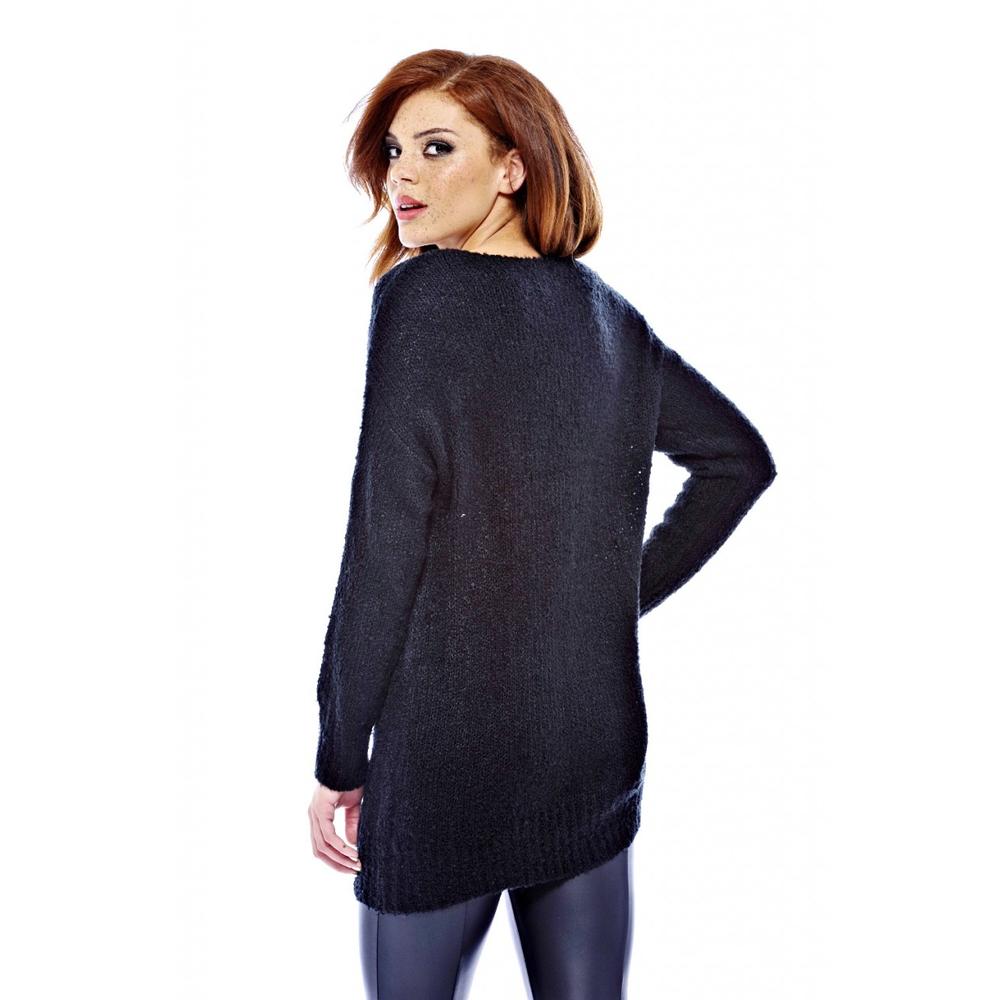 Women's Giant Heart Knit Black Sweater- Online Exclusive