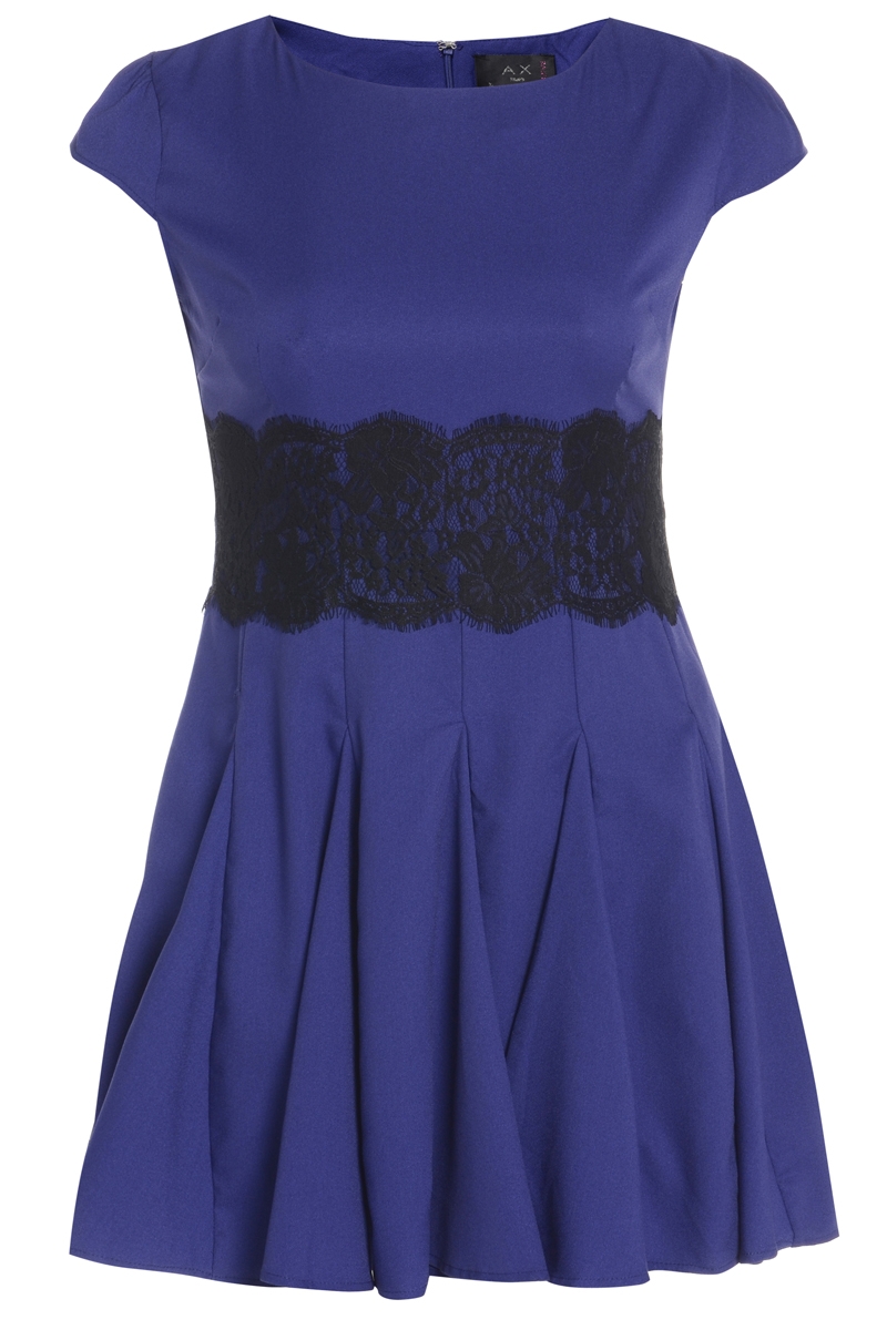 AX Paris- -Women's Lace Waist Skater Purple Dress