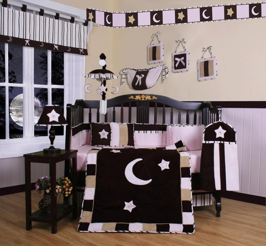 GEENNY Pink Brown Moon & Star 13PCS Crib Bedding Set ...