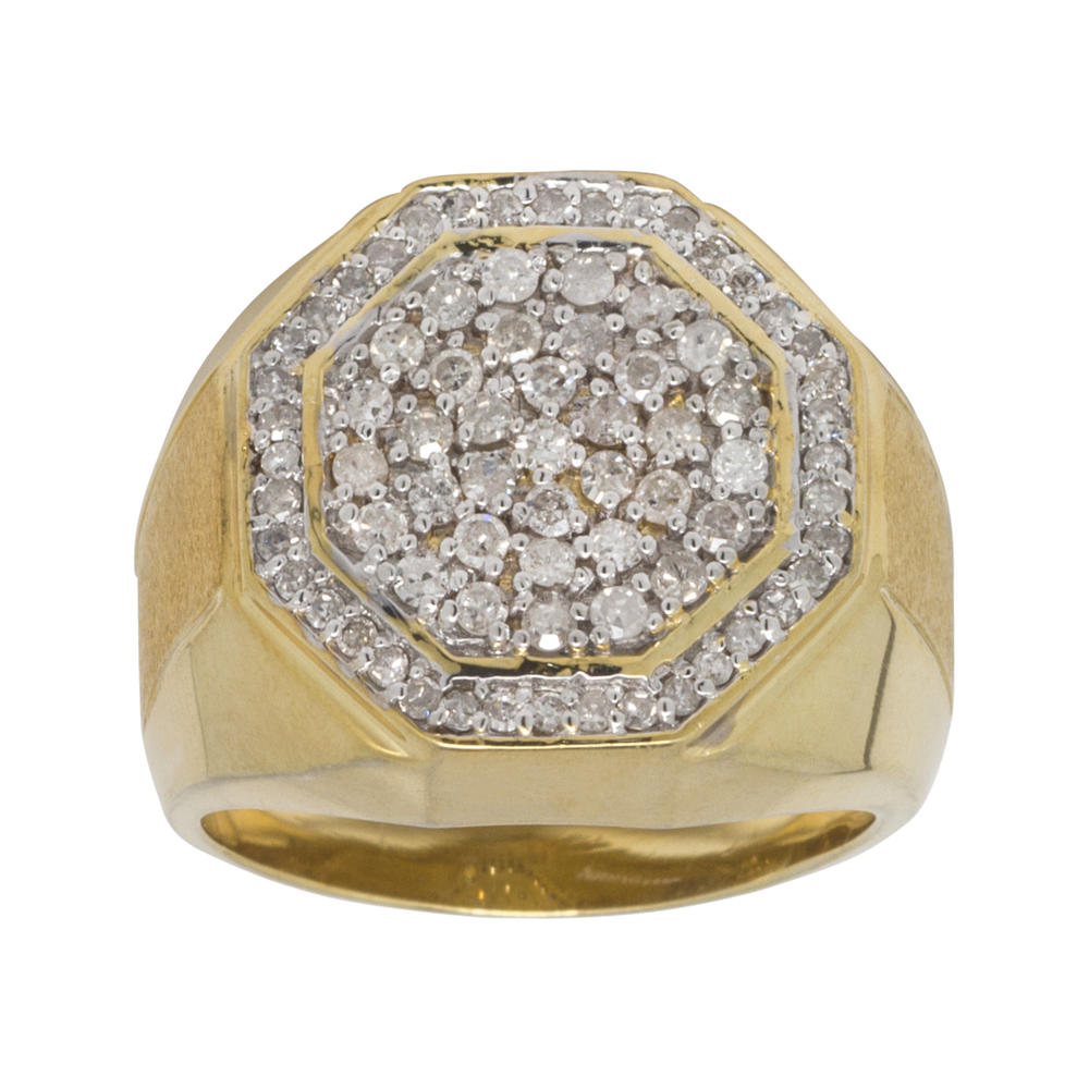 Men's 1 cttw Octagon Diamond Ring Gold over Sterling Silver