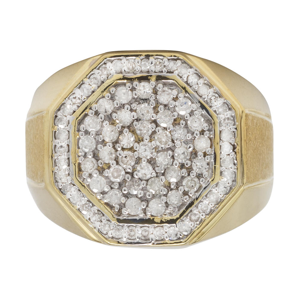 Men's 1 cttw Octagon Diamond Ring Gold over Sterling Silver