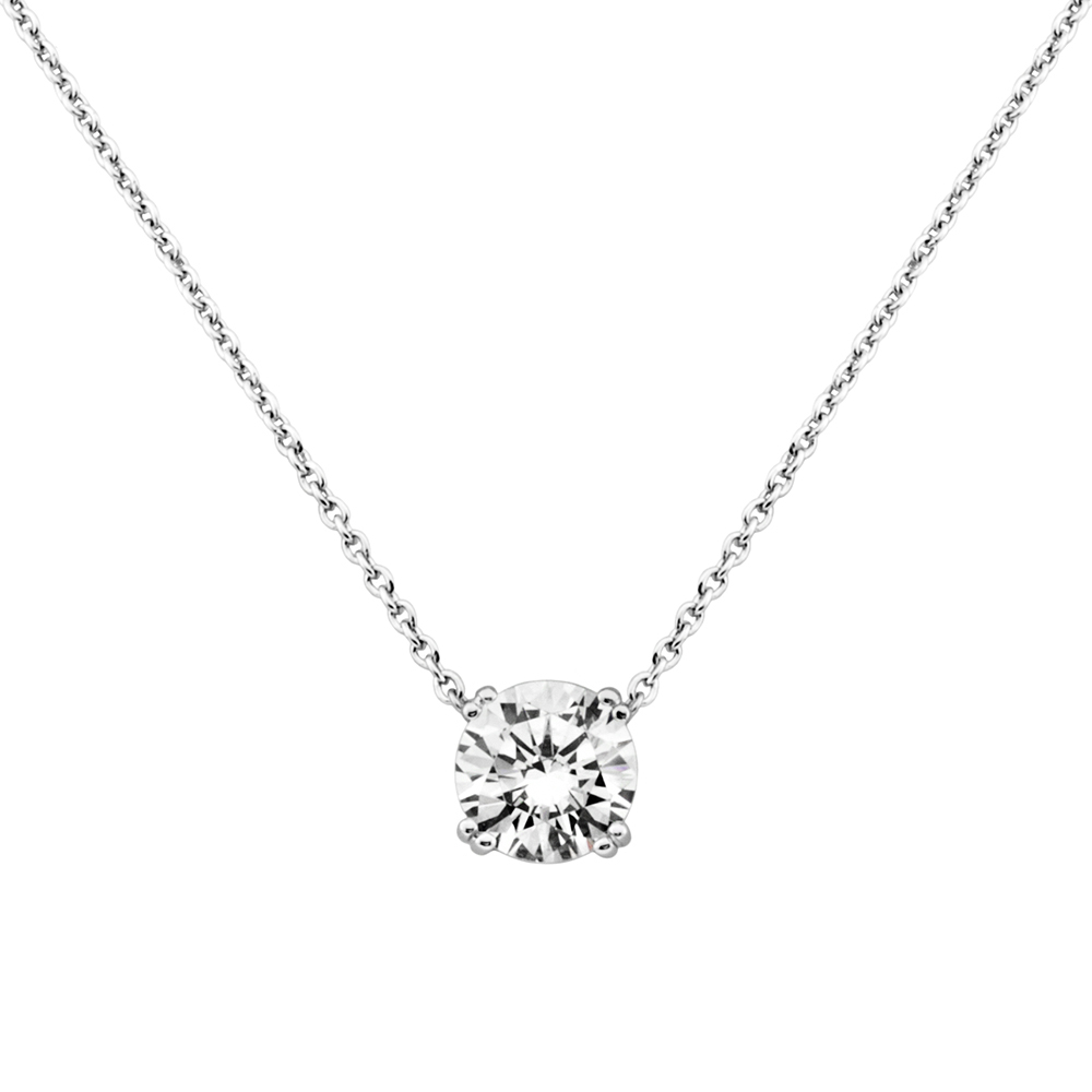 Sterling Silver Cubic Zirconia Round Cut Pendant