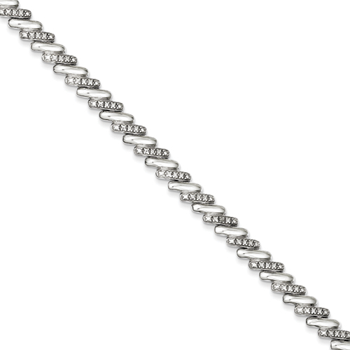 Sterling Silver Rough Diamond San Marco Bracelet - 7 Inch - 0.005mm - Box Clasp