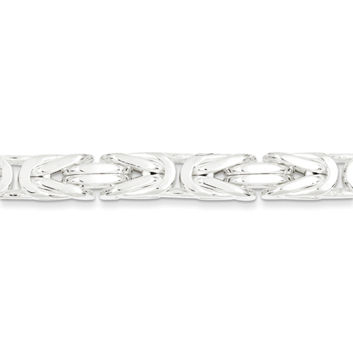 Sterling Silver 8.25mm Square Byzantine Chain Bracelet