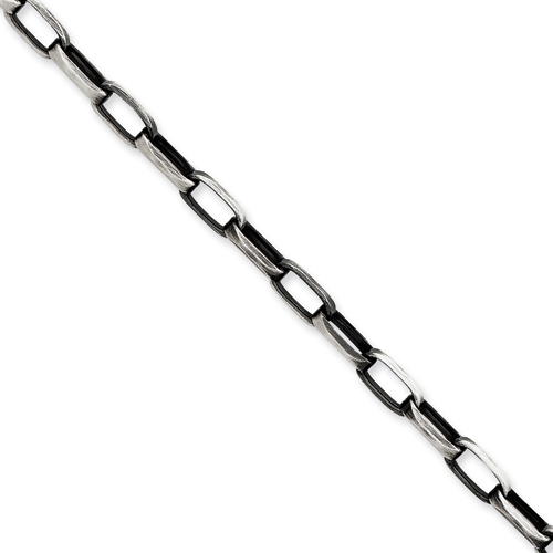 Sterling Silver 4.8mm Antiqued Fancy Link Chain Bracelet