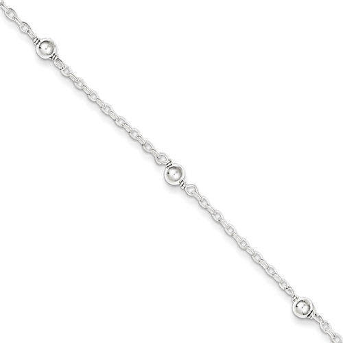 Sterling Silver Fancy Bead Childs Bracelet - Children's Jewelry